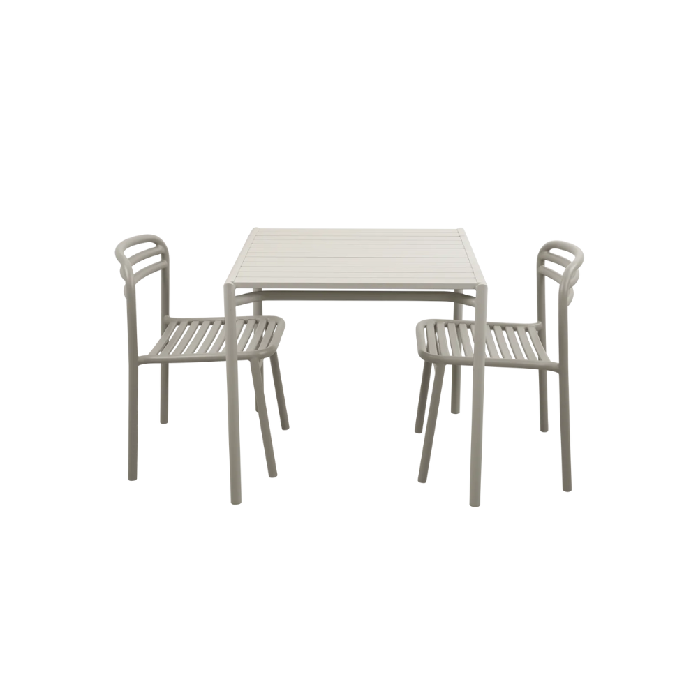 Bliss Outdoor Dining Table with 2 Armless Chairs - Patio Furniture Set for Garden, Backyard & Poolside Dining | Weather-Resistant & Durable