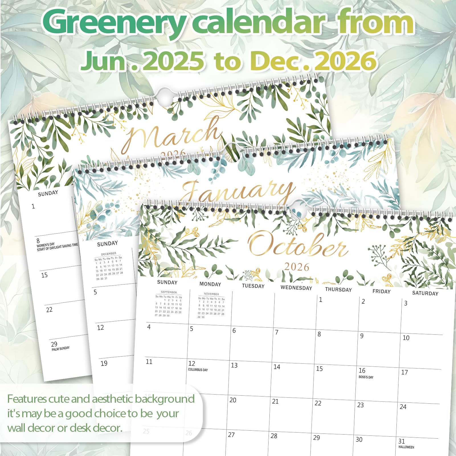 GuassLee 2025-2026 Wall Calendar | 19-Month Hanging Planner (June 2025 - December 2026) | 14