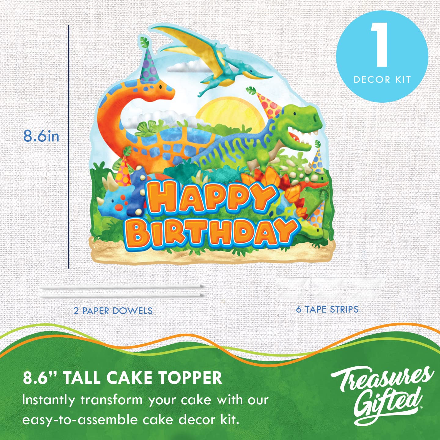 Dinosaur Cake Toppers for Birthday Parties - Premium Dino Cake Decorations for Boys & Girls - Cute Dinosaur Party Supplies - Perfect for Kids Birthday Cakes, Baby Showers & Themed Celebrations