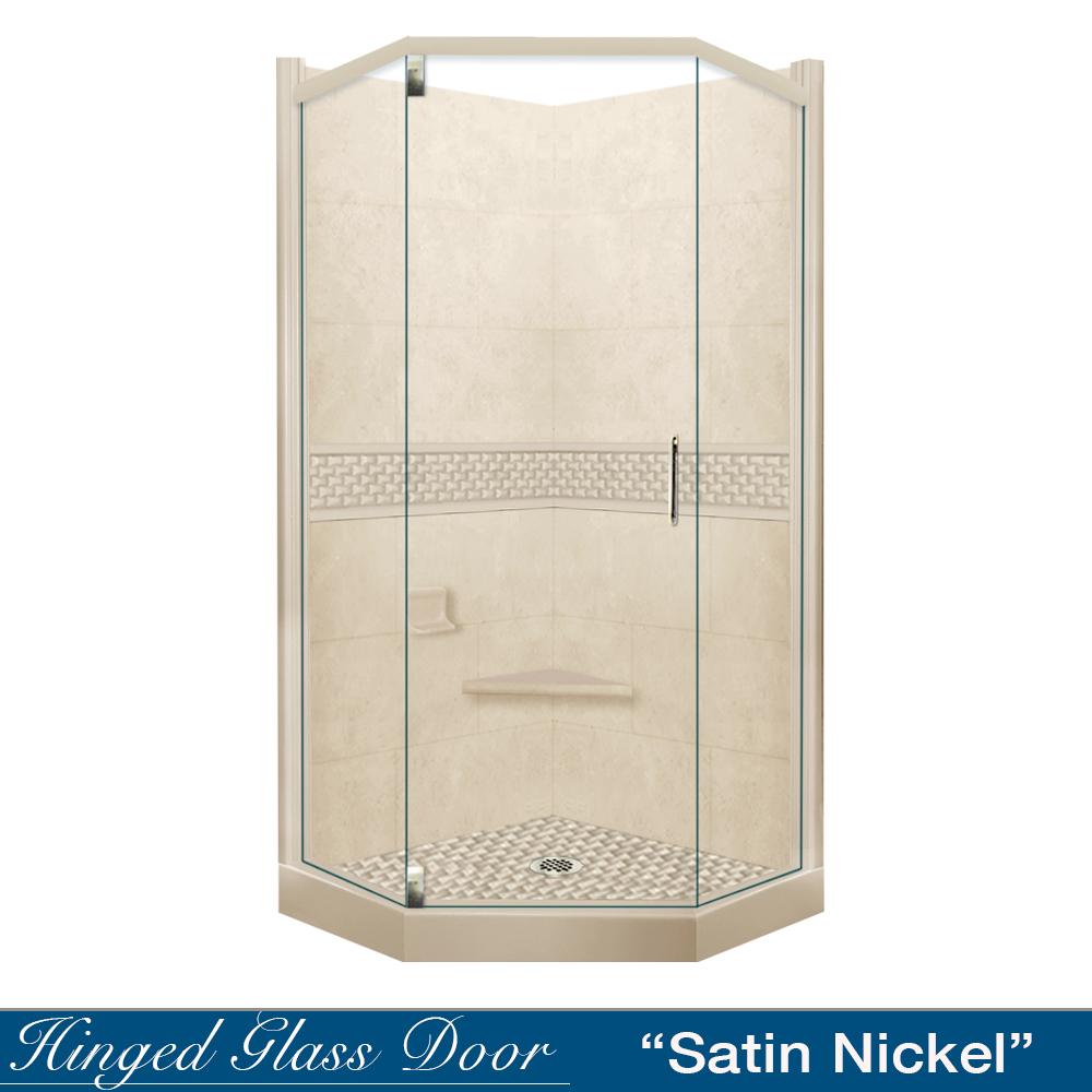 Neo Angle Desert Sand Sistine Stone & Jewel Stone Accent DIY Shower Remodel Kit - Easy Bathroom Upgrade for Modern Home Renovation