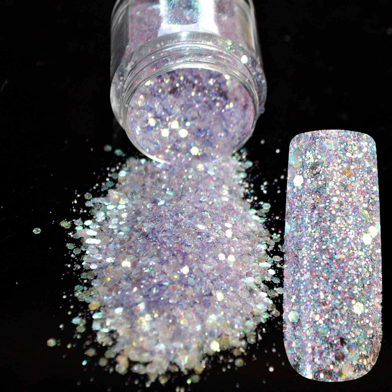 Light Purple Acrylic UV Glitter Powder for Nail Art - DIY Sequins Dust & Gem Nail Designs (Mix Size 285) - Perfect for Manicures, Pedicures, and Professional Salon Nail Art