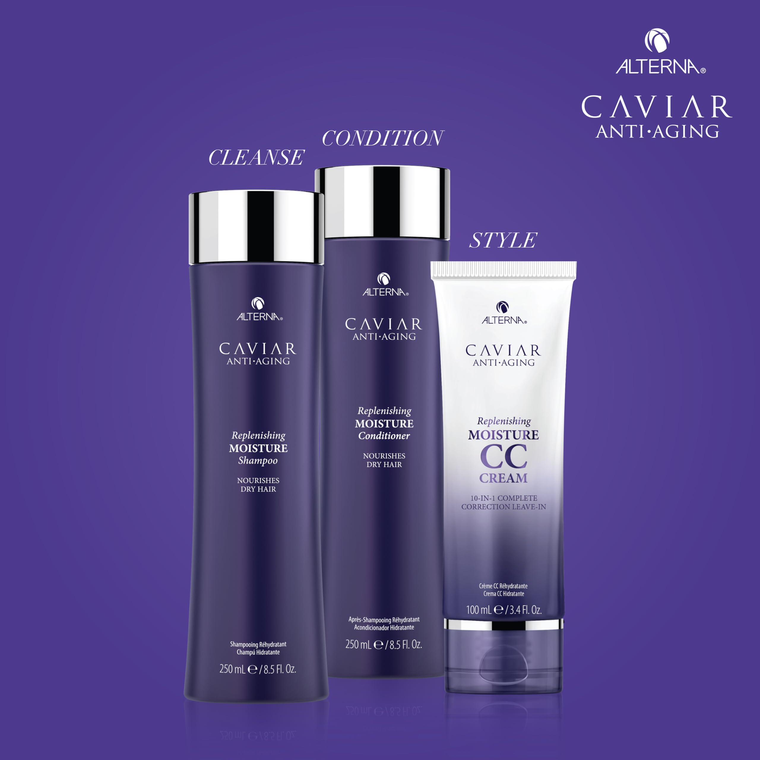 Alterna Haircare CAVIAR Anti-Aging Replenishing Moisture Shampoo & Conditioner Set - 16.5 Fl Oz | Sulfate-Free Formula for Hydration & Restoration | Perfect for Dry, Damaged Hair - Salon Quality Hair Care for Women & Men