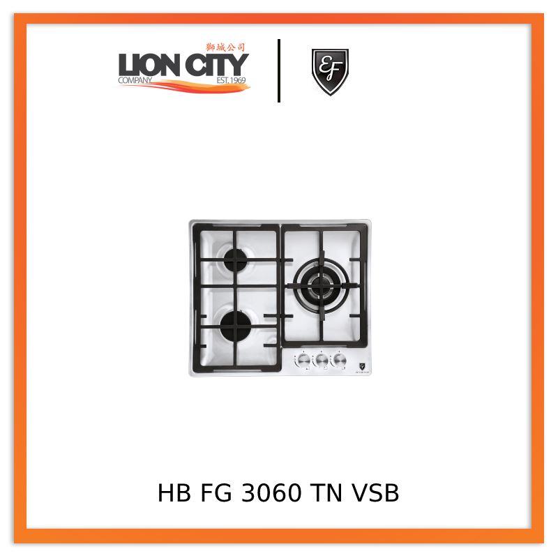 EF HB FG 3060 TN VSB Built-in Gas Cooktop - 30 Inch Stainless Steel Gas Hob with 4 Burners, High Efficiency & Easy Clean - Perfect for Home Kitchen, Restaurant & Outdoor Cooking