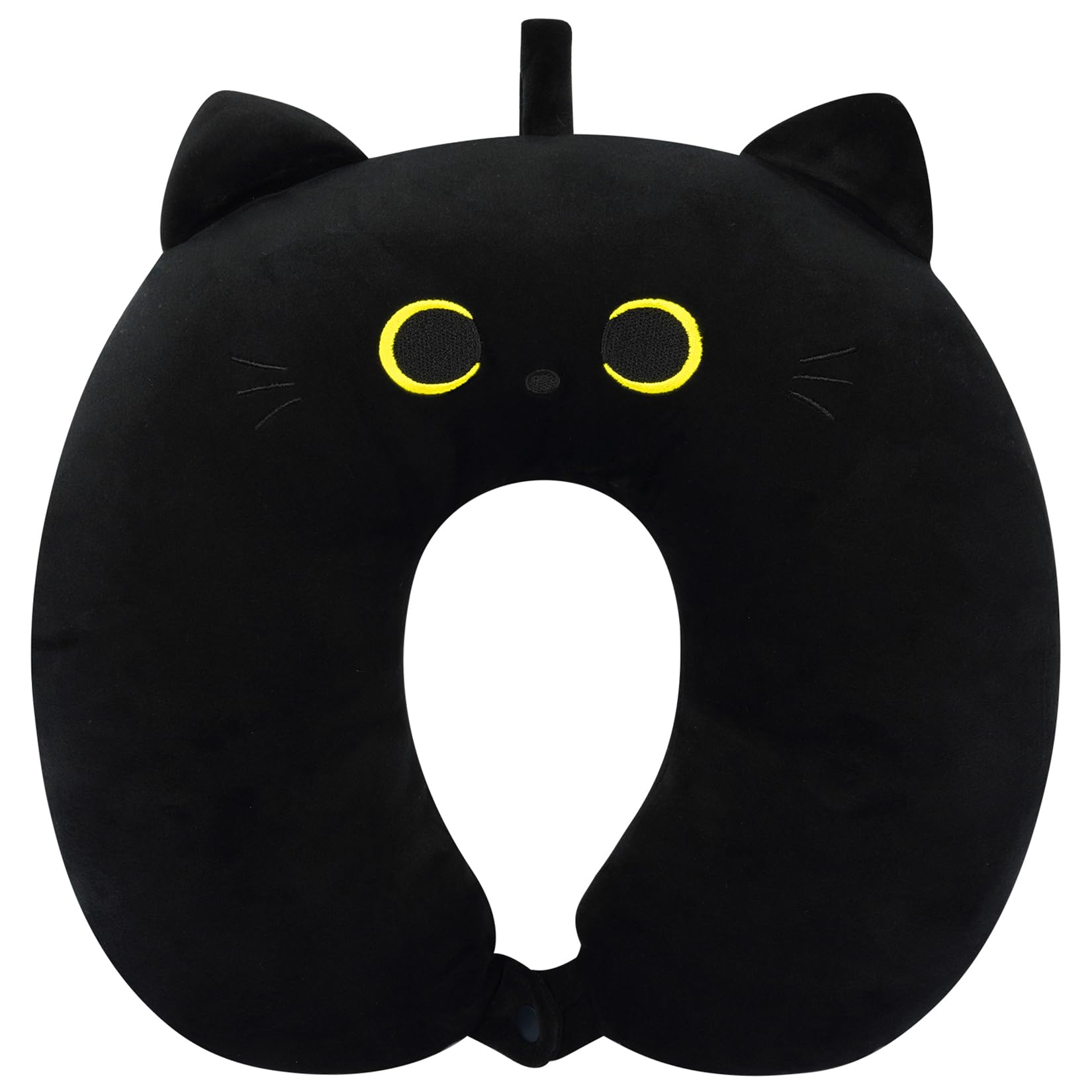 Black Cat Cartoon Kids Travel Pillow - Soft U-Shaped Neck Support for Boys & Girls - Airplane, Car, Long Trips & Home Use