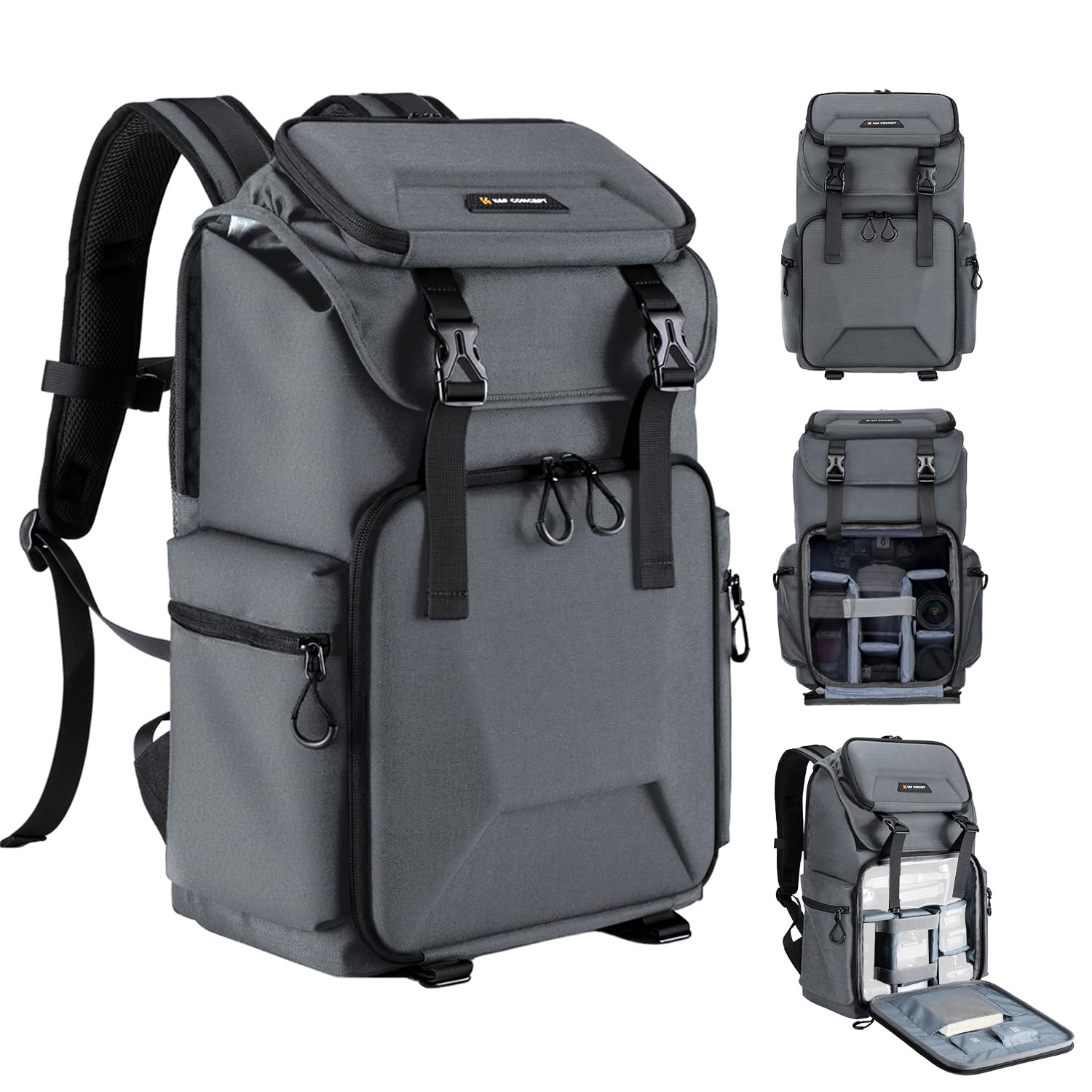 K&F Concept Professional Camera Backpack - Hard Shell DSLR SLR Camera Bag with 15.6