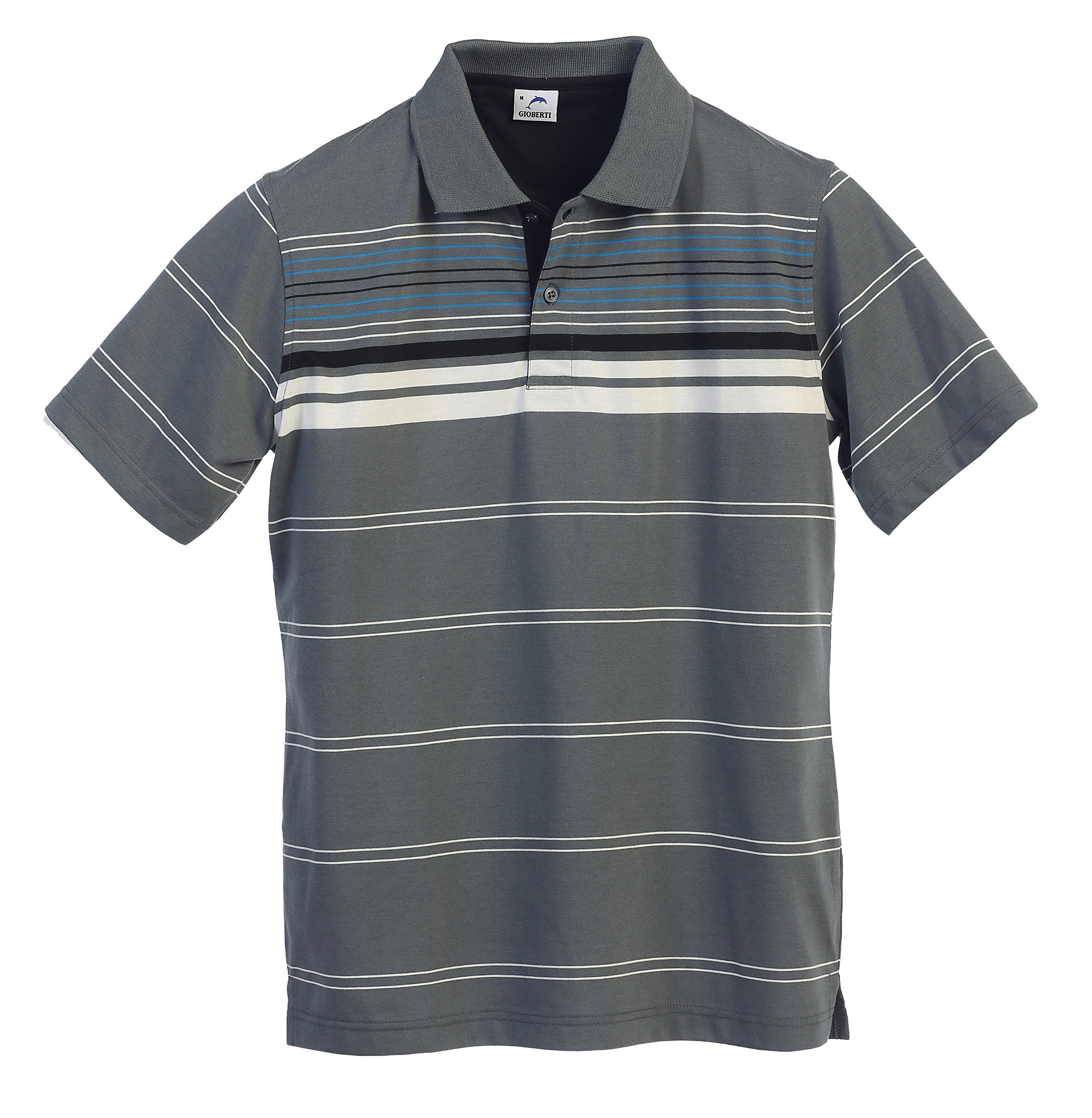 Gioberti Men's Striped Polo Shirt - Short Sleeve Yarn-Dyed Cotton Casual Top for Business & Weekend Wear | Perfect for Office, Golf & Summer Outings