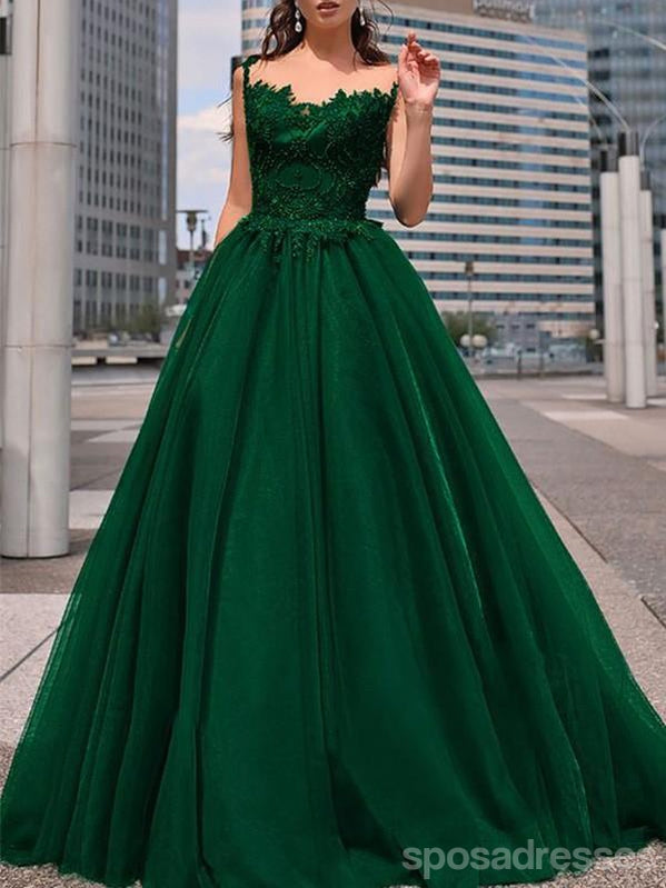 Elegant Green A-Line Spaghetti Strap Long Prom Dress for Women – Perfect for Homecoming, Ballroom Dance & Formal Events | Style 12613
