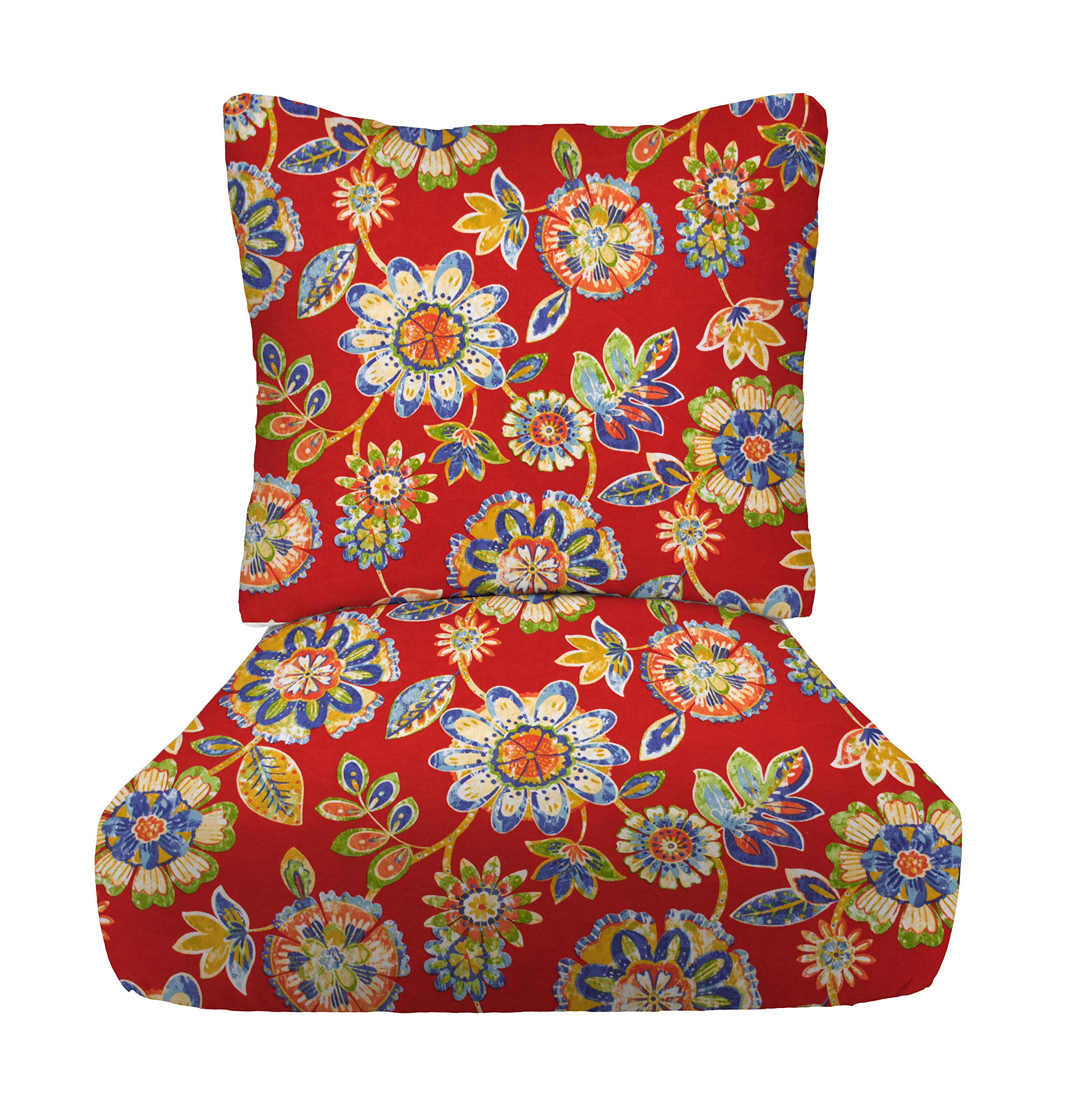 RSH DECOR: 24” x 27” Deep Seating Cushion Set with Pillow Back - All-Weather Spun Fabric, Waterproof & Fade-Resistant Outdoor Chair Cushions for Patio Furniture (Daelyn Cherry) - Perfect for Backyard, Poolside & Garden Relaxation