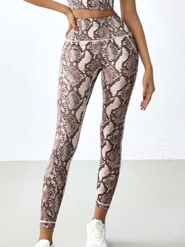 ZASUWA Women's High Waist Snake Print Leggings - Stylish & Comfortable for Yoga, Workout, and Everyday Wear