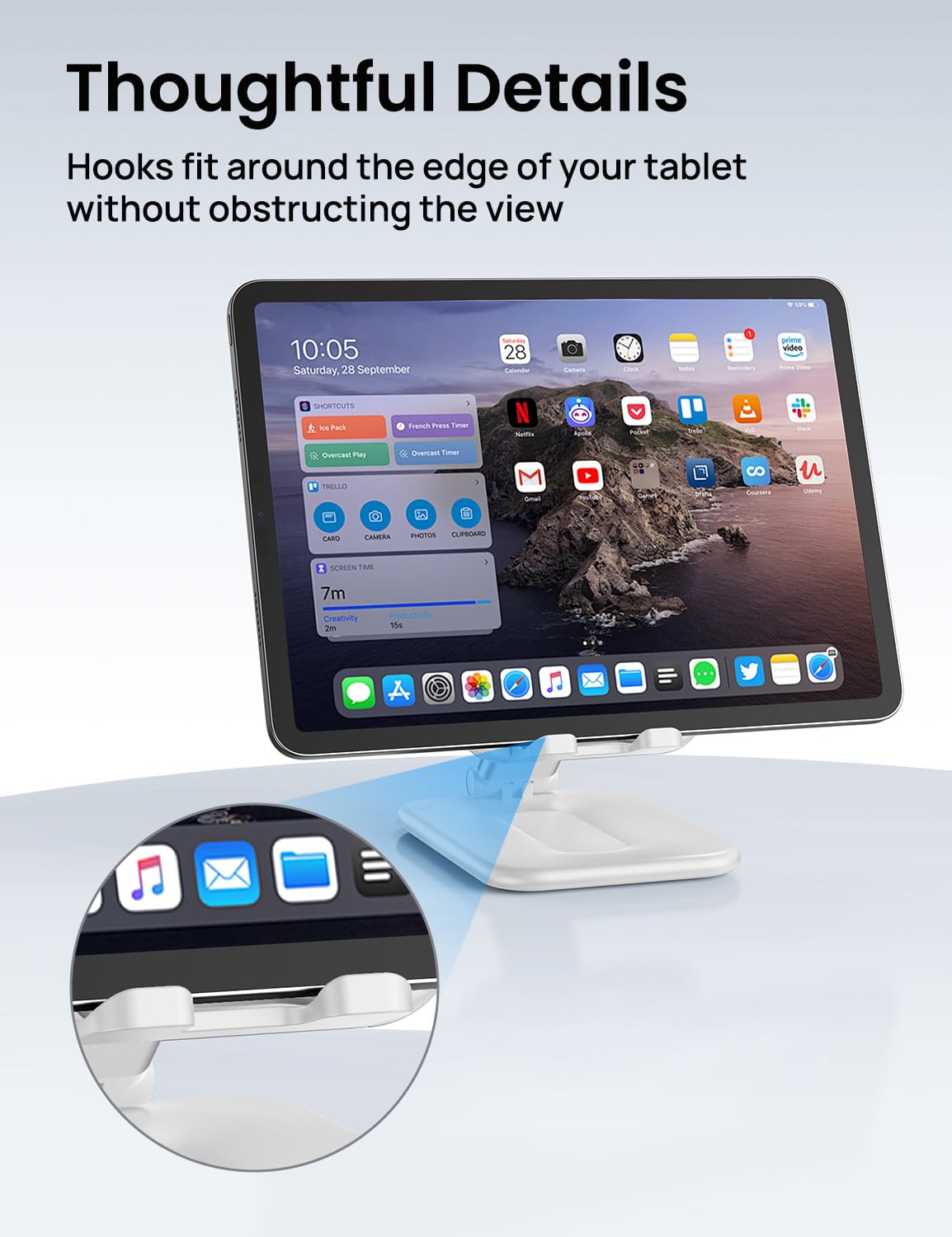 OMOTON Foldable Tablet Stand Holder - Adjustable Desktop Dock for iPad Pro/Air/Mini, Samsung Galaxy Tab & Smartphones (Up to 12.9
