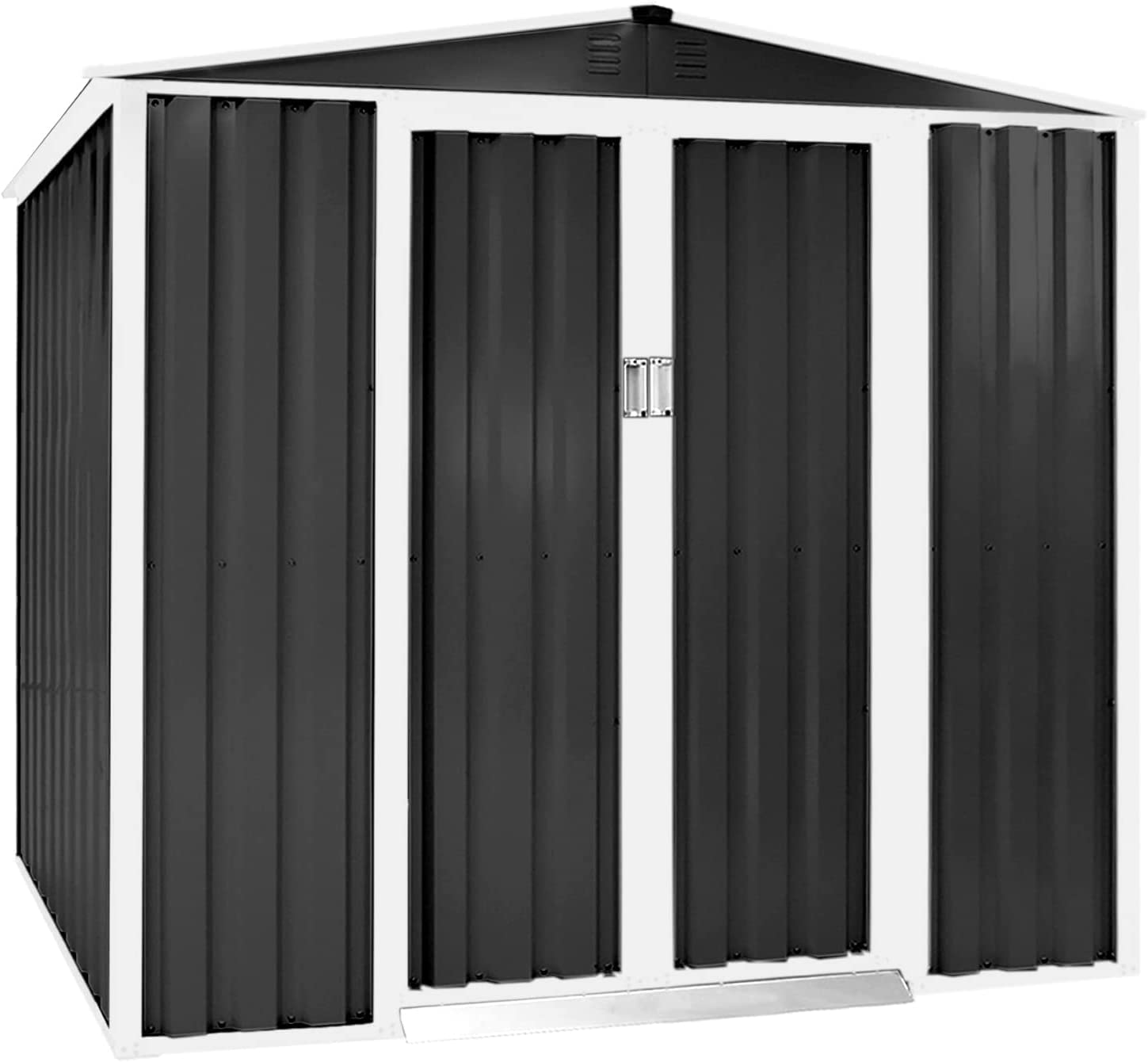 SUNCROWN 4x6 FT Outdoor Storage Shed with Sliding Door - Waterproof Garden Tool Shed for Lawn Equipment, Backyard & Yard Organization (Grey) | Perfect for Patio, Garage & Outdoor Storage Needs