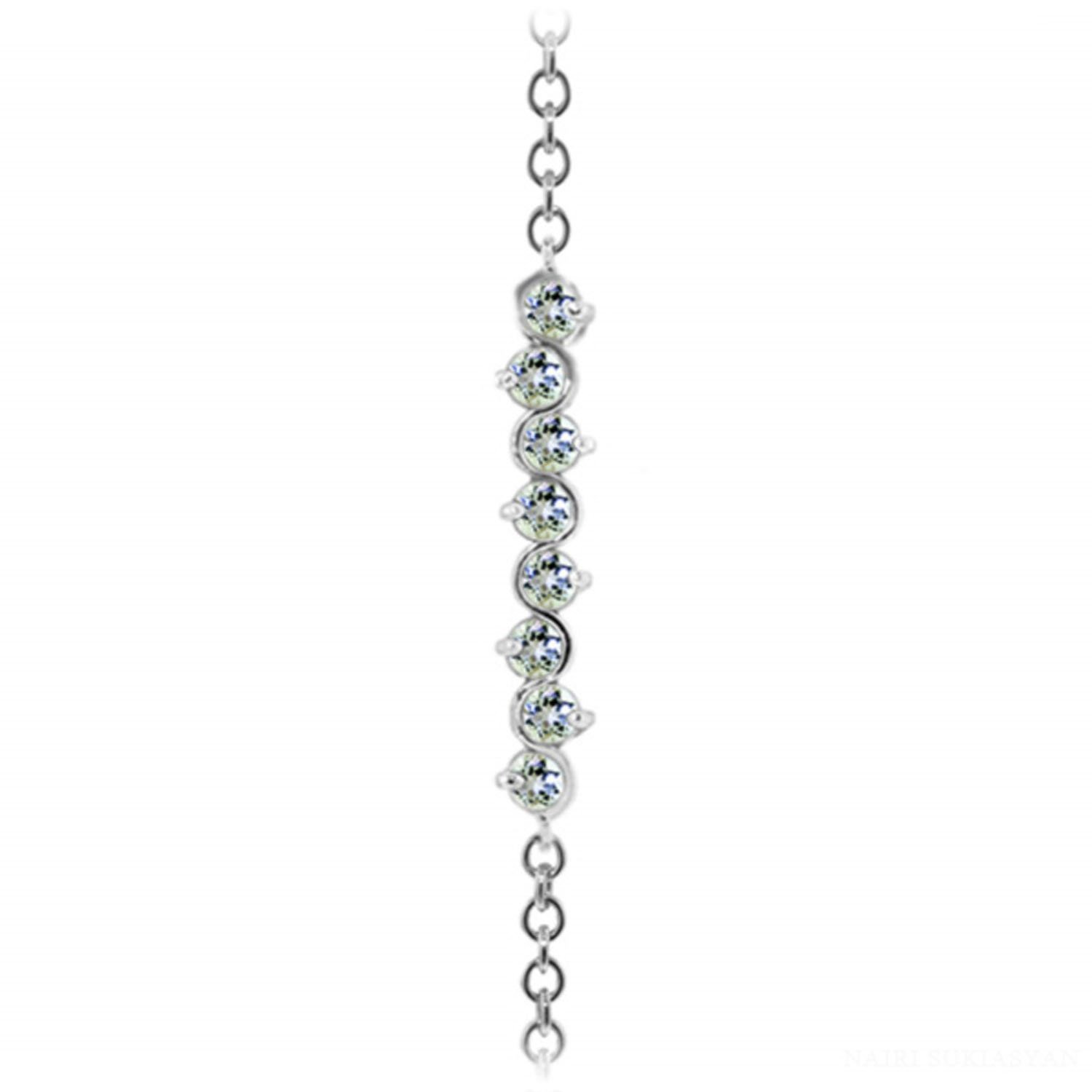 1.55 Carat Natural Aquamarine 14k Solid White Gold Bracelet for Women - Elegant Jewelry Gift for Birthday, Anniversary & Special Occasions