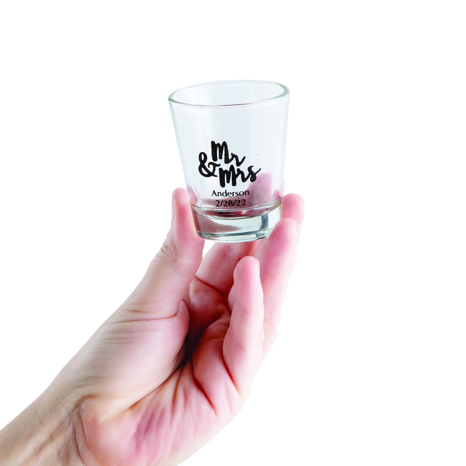 Personalized Mr. & Mrs. Shot Glasses Set - 48pc Wedding Party Favors, Bridal Shower Gifts & Home Bar Decor - Perfect for Couples Showers, Anniversary Celebrations and Newlywed Gifts