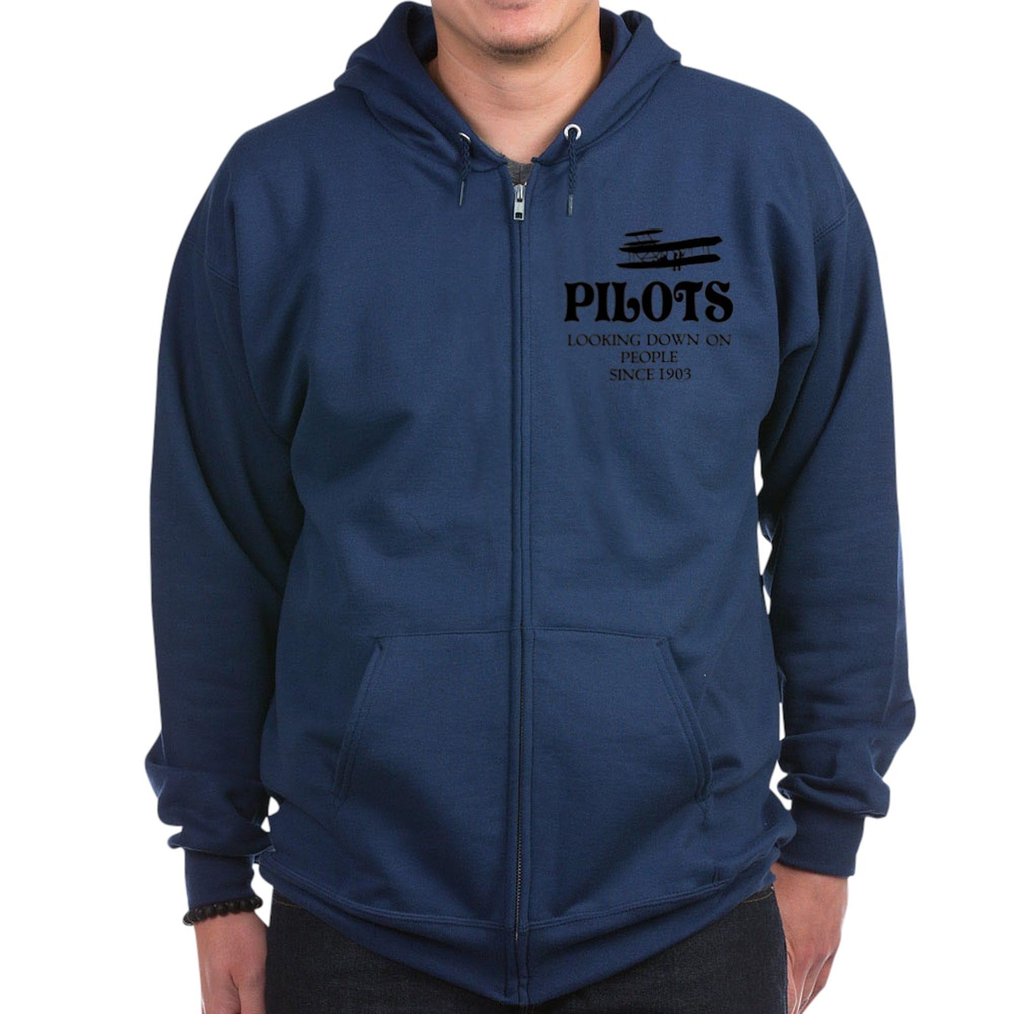 Pilots Zip Hoodie for Men - Dark Zip-Up Hooded Sweatshirt | CafePress | Perfect for Aviation Enthusiasts & Casual Wear