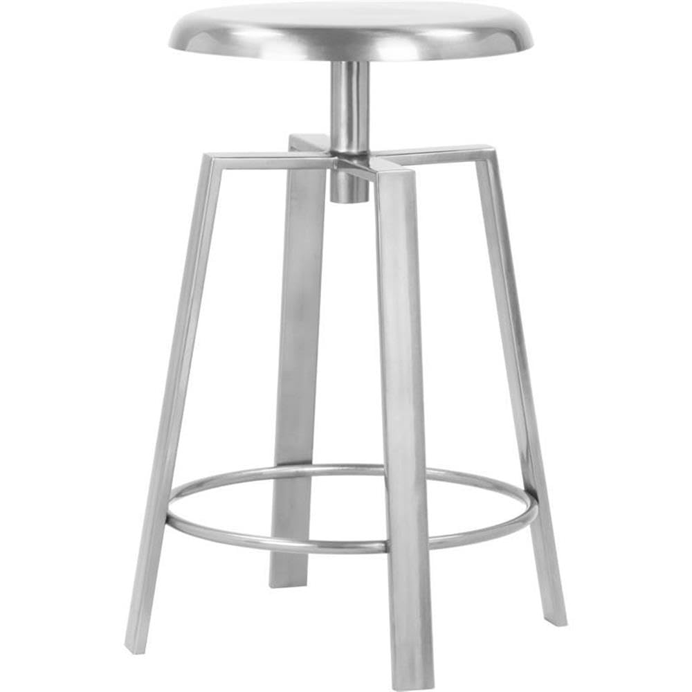 Premium Silver Iron Counter & Bar Stool Set of 2 - Modern Kitchen Island & Breakfast Bar Stools - Durable Metal Barstools for Home, Cafe & Restaurant Use