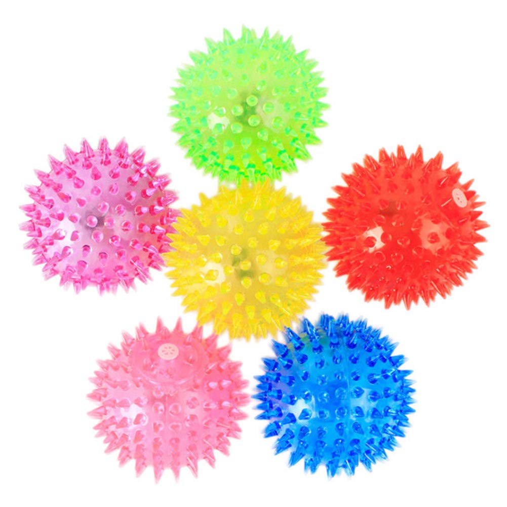 **Durable PVC LED Light Up Spiky Dog Ball Toy - Flashing Bouncing Chew Toy for Aggressive Chewers, Puppy Play & Training - 1 Pack (Great for Nighttime Fetch & Interactive Play)**