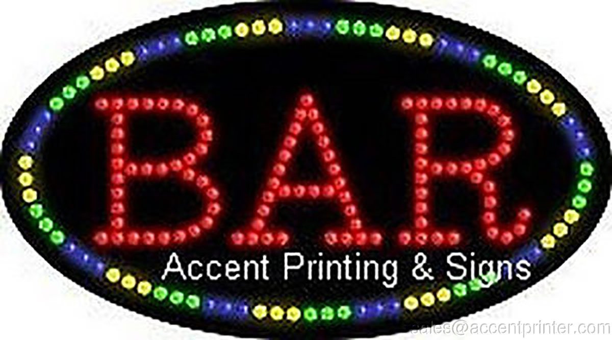 High Impact LED Bar Sign - Energy Efficient & Animated Flashing Light for Pubs, Clubs & Restaurants - Perfect for Business Advertising & Nightlife Decor