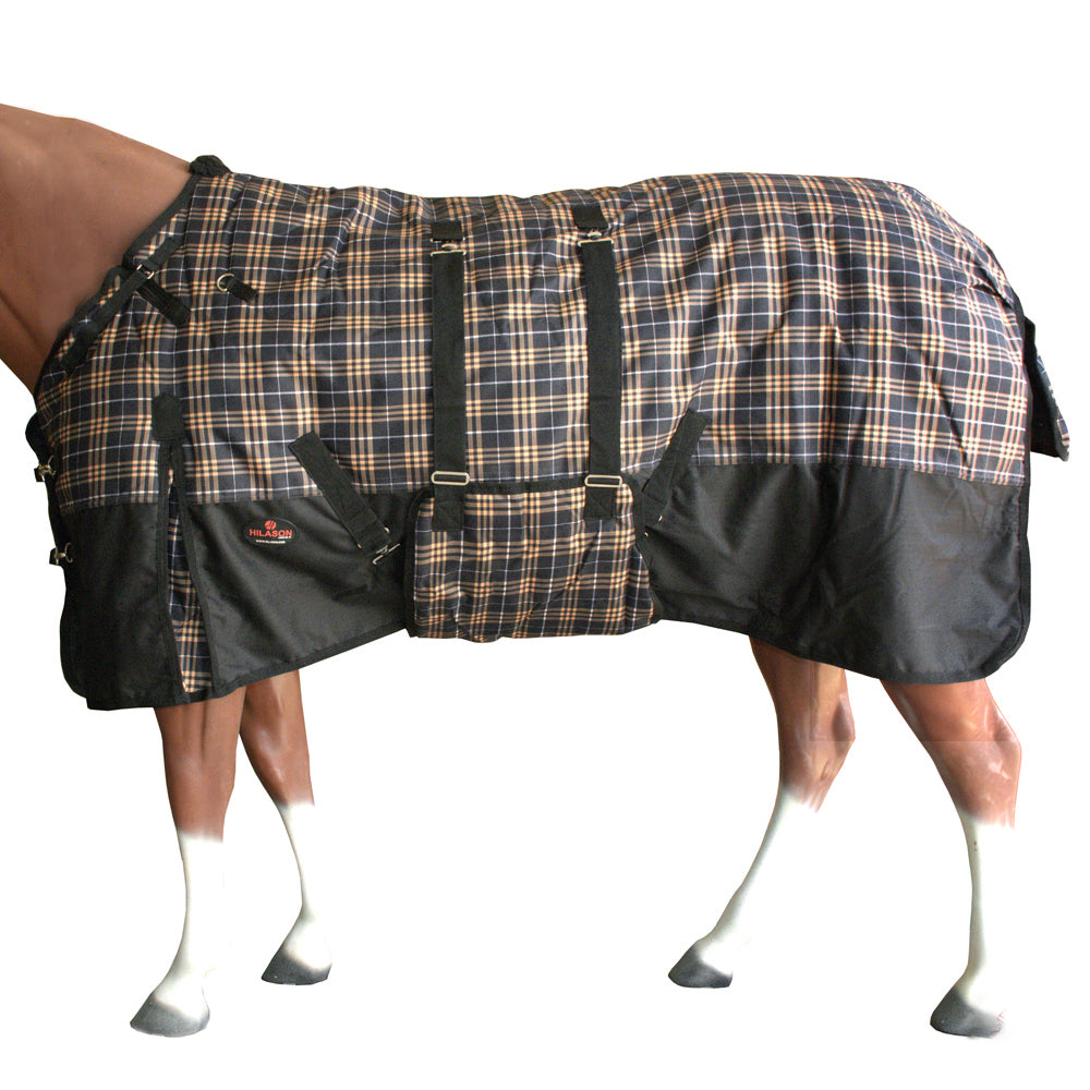 Hilason 1200D Winter Waterproof Turnout Horse Blanket with Belly Wrap - Heavy Duty 66