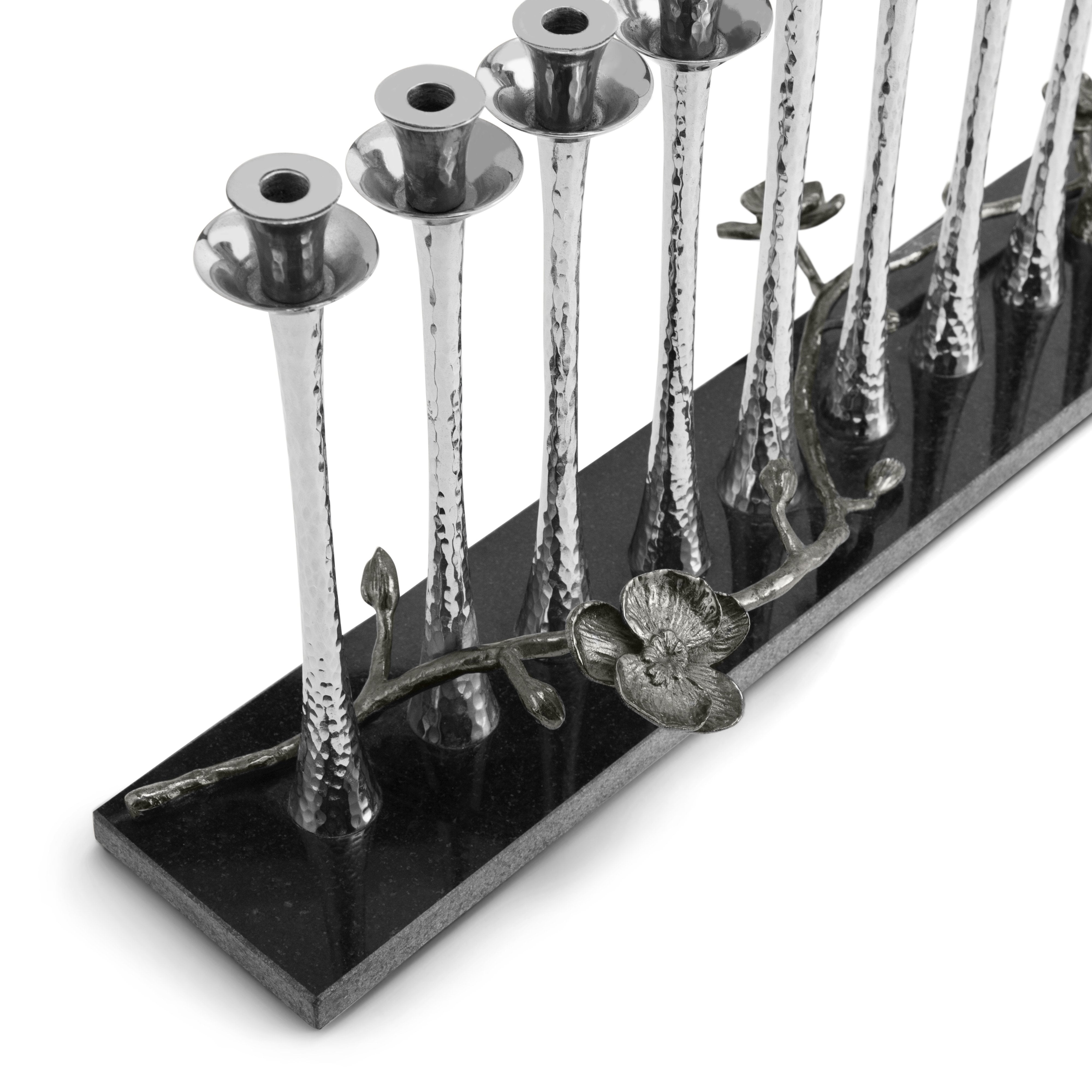 Black Orchid Menorah - Elegant Hanukkah Candle Holder for Jewish Holiday Decor & Home Celebration