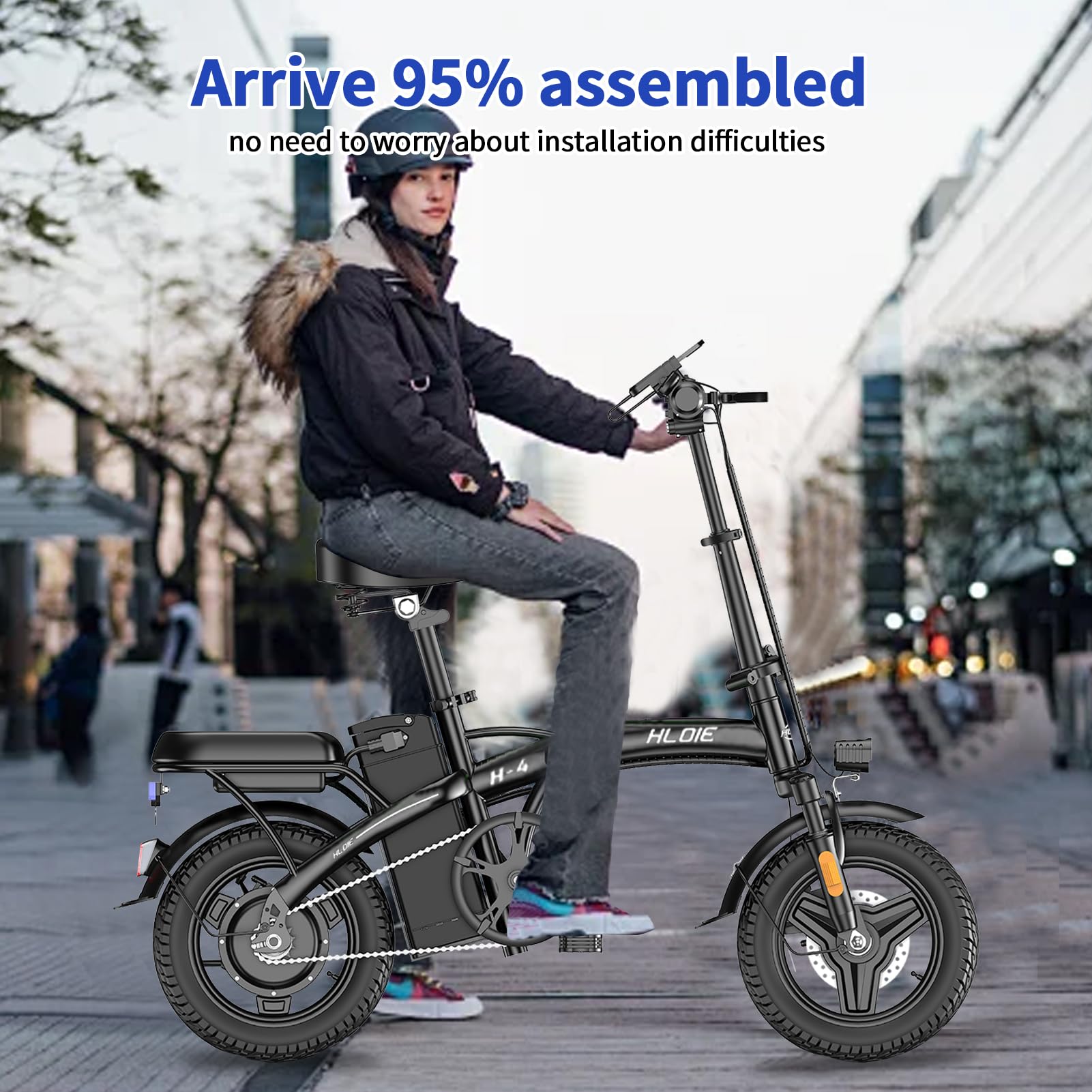 Foldable Electric Bike for Adults & Teens - 400W (Peak 500W) Motor, 23MPH Max Speed, 14