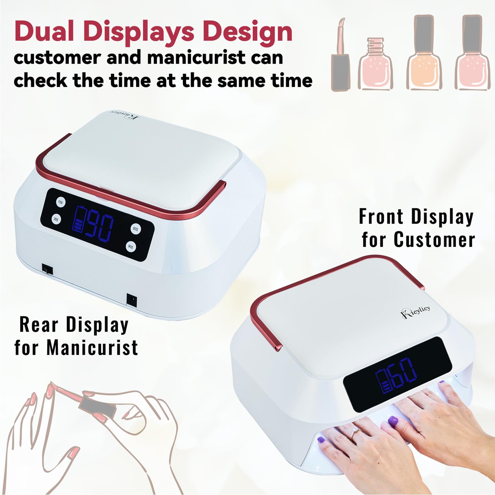 Professional 218W Rechargeable UV LED Nail Lamp with 30000mAh Battery - 82 LED Nail Dryer for Salon & Home Use, Dual Display & Detachable Hand Pillow - Perfect for Gel Polish Curing, Manicures & Pedicures