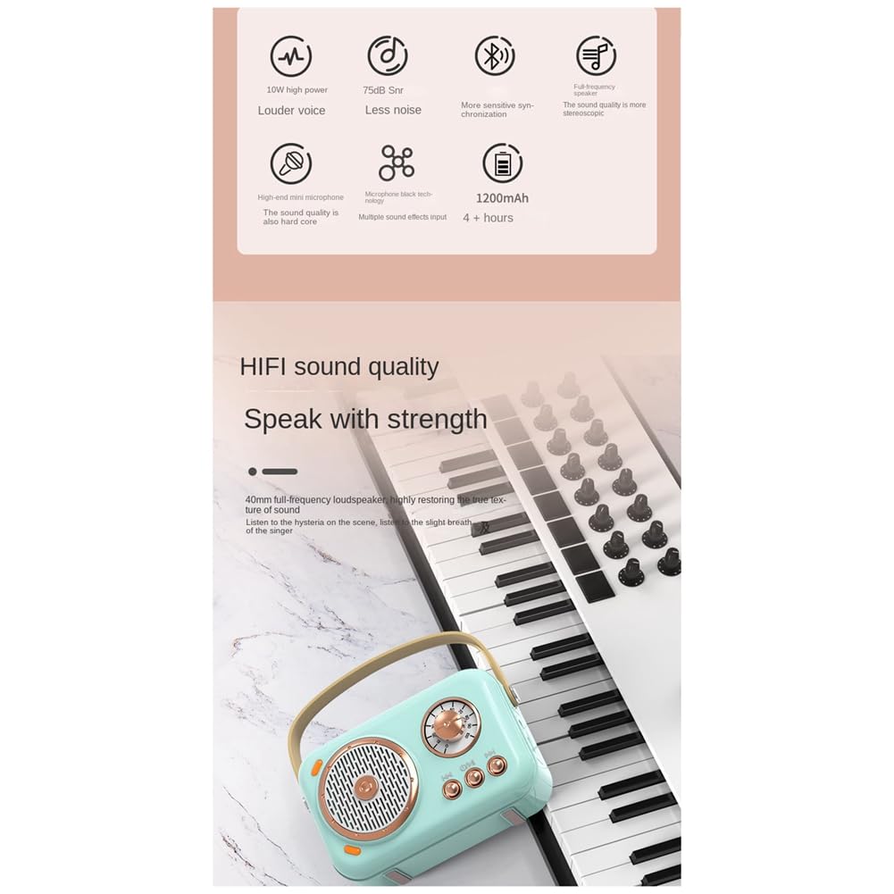 CarruB Family Outdoor Bluetooth Karaoke Speaker with Wireless Microphone - Portable Card Subwoofer, High Volume, Pink | Perfect for Kids' Parties, Camping & Backyard Singing