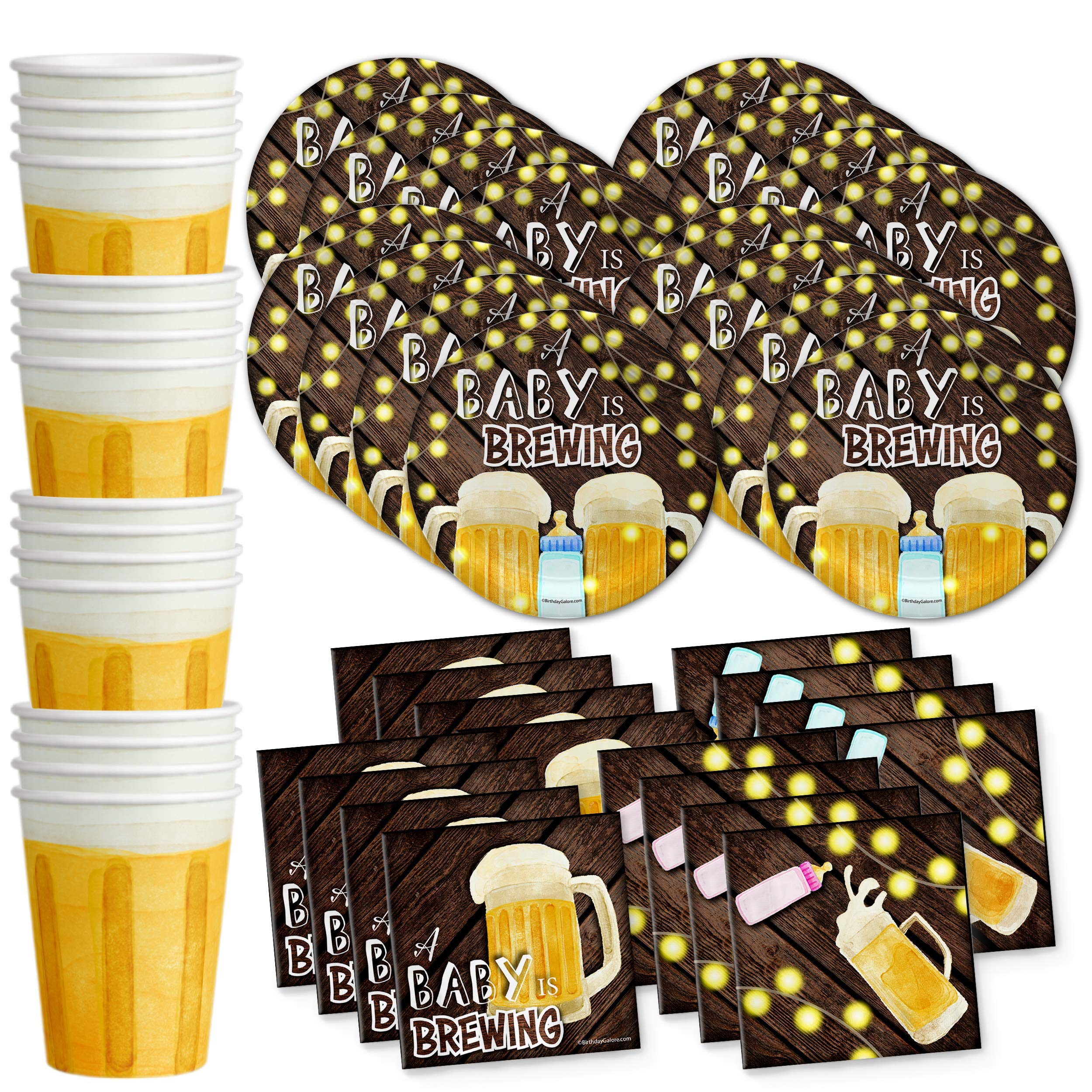 Baby Shower Party Supplies Set - 16-Piece Tableware Kit with Plates, Napkins & Cups for Gender Reveal & Newborn Celebrations