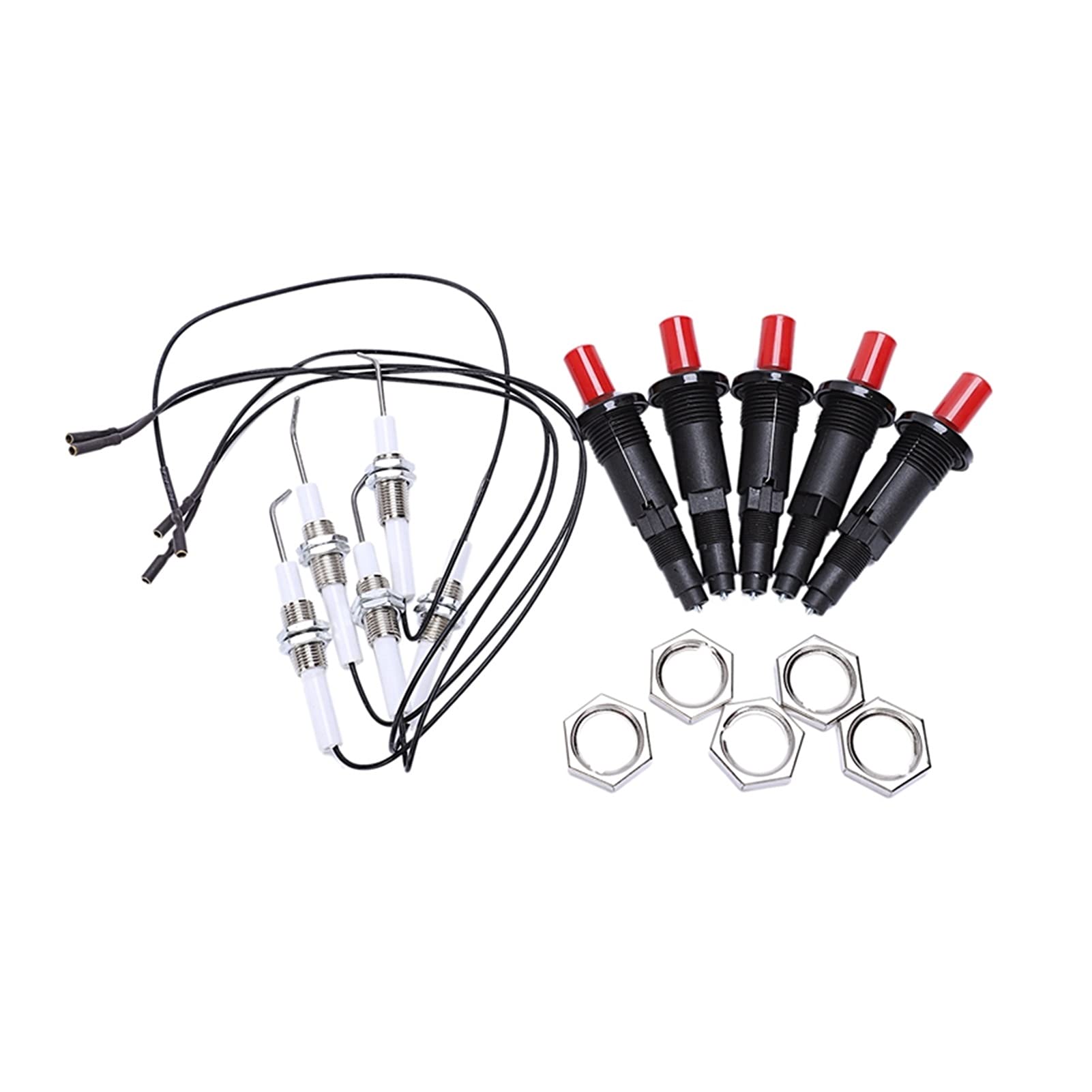 Universal Gas Grill Push Button Piezo Igniter Kit - 5Pcs Threaded Replacement Lighter for Stoves, Ovens & Outdoor Cooking - Perfect for Kitchen Upgrades & BBQ Accessories