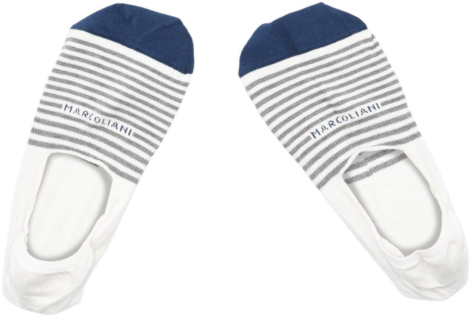 Marcoliani Striped Invisible Touch Socks - One Size Fits Most - Comfortable No-Show Socks for Men & Women - Perfect for Sneakers, Loafers & Casual Shoes