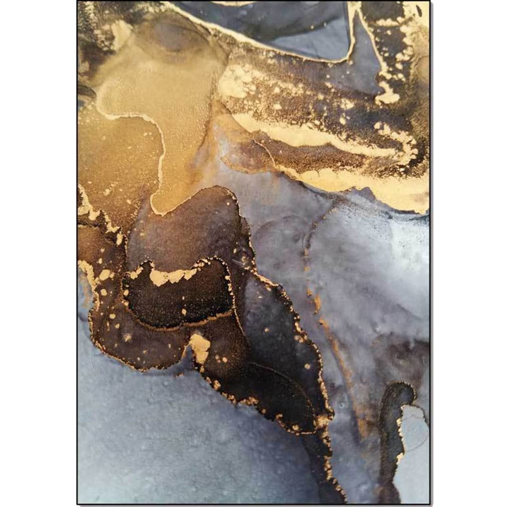 Modern Abstract Marble Print Area Rug - Non-Slip Luxury Decor Carpet for Farmhouse, Bedroom, Living Room & Kitchen - Indoor/Outdoor Use - 5'x5' Gold - Perfect for Home Decor, Office Spaces & Entryways