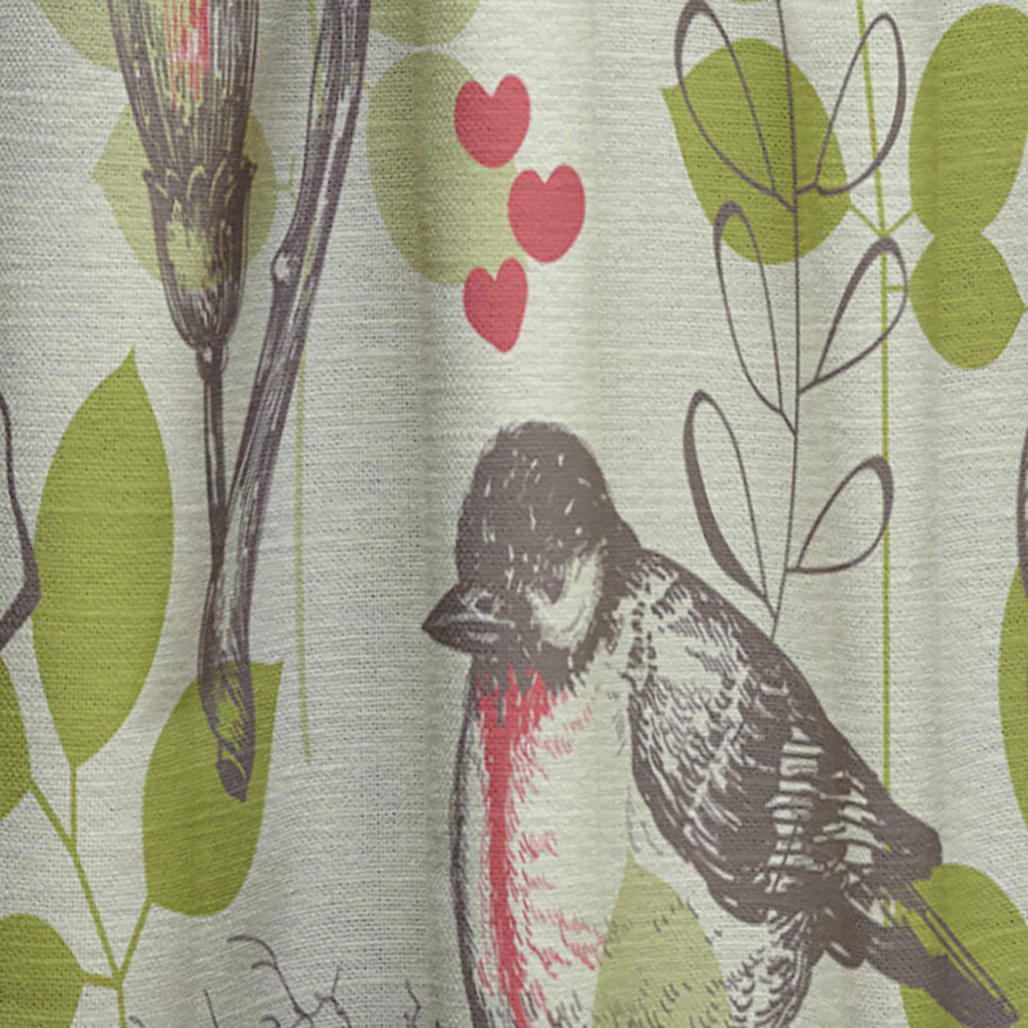 DesignQ Thermal Insulated Curtains - Small Bird, Lilies & Hearts Pattern - 52x120 Inch Single Panel for Bedroom & Living Room | Energy Saving, Blackout Drapes for Home Decor