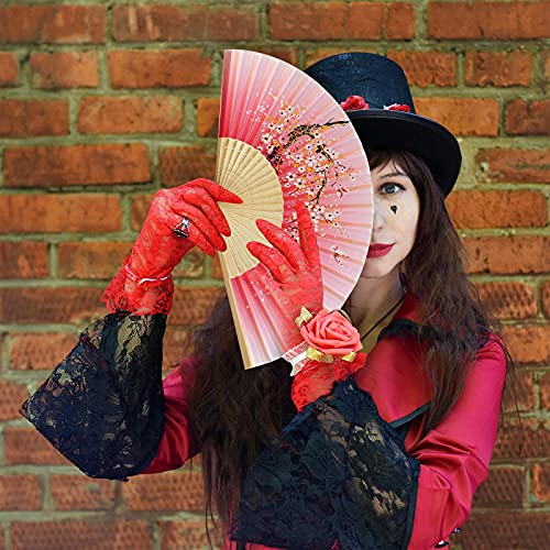 3 PCS Chinese Style Silk Folding Fans - Handheld Bamboo Ribs Fabric Fan with Tassel Handle for Dance, Cosplay, Wedding, Gift - Elegant Hand Fan for Women & Men