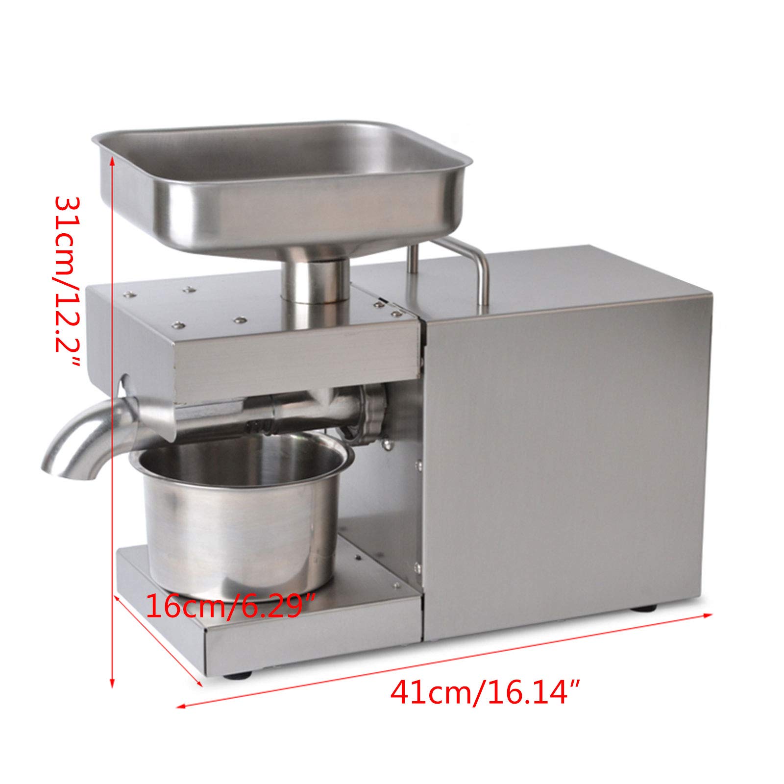 600W Stainless Steel Oil Press Machine for Home & Commercial Use - 304 Stainless Steel Oil Extractor for Olive, Peanut, Almond (110V US Plug) - Perfect for Healthy Cooking, DIY Essential Oils & Small Business Production