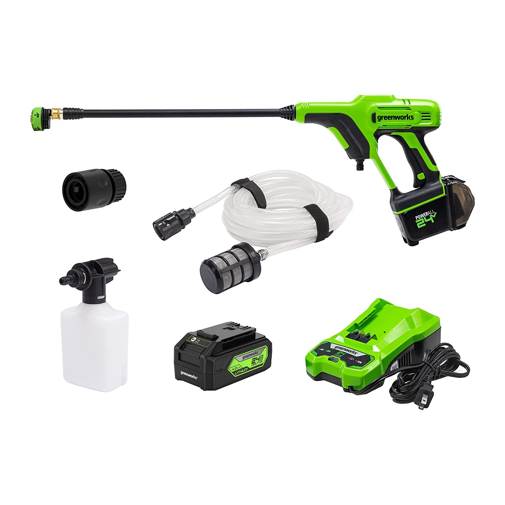 Greenworks 24V 600 PSI Cordless Pressure Washer with 4.0Ah Battery & USB Charger - Portable Power Cleaner for Outdoor Cleaning, Cars, Patios & Home Maintenance