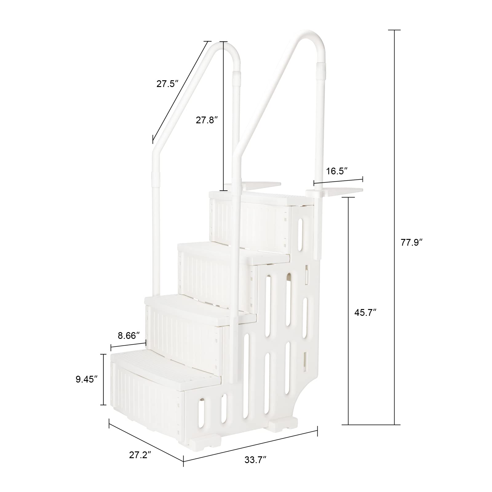 Outvita 4-Step Heavy Duty Above Ground Pool Ladder with Handrails - 400lbs Weight Capacity, 33.5