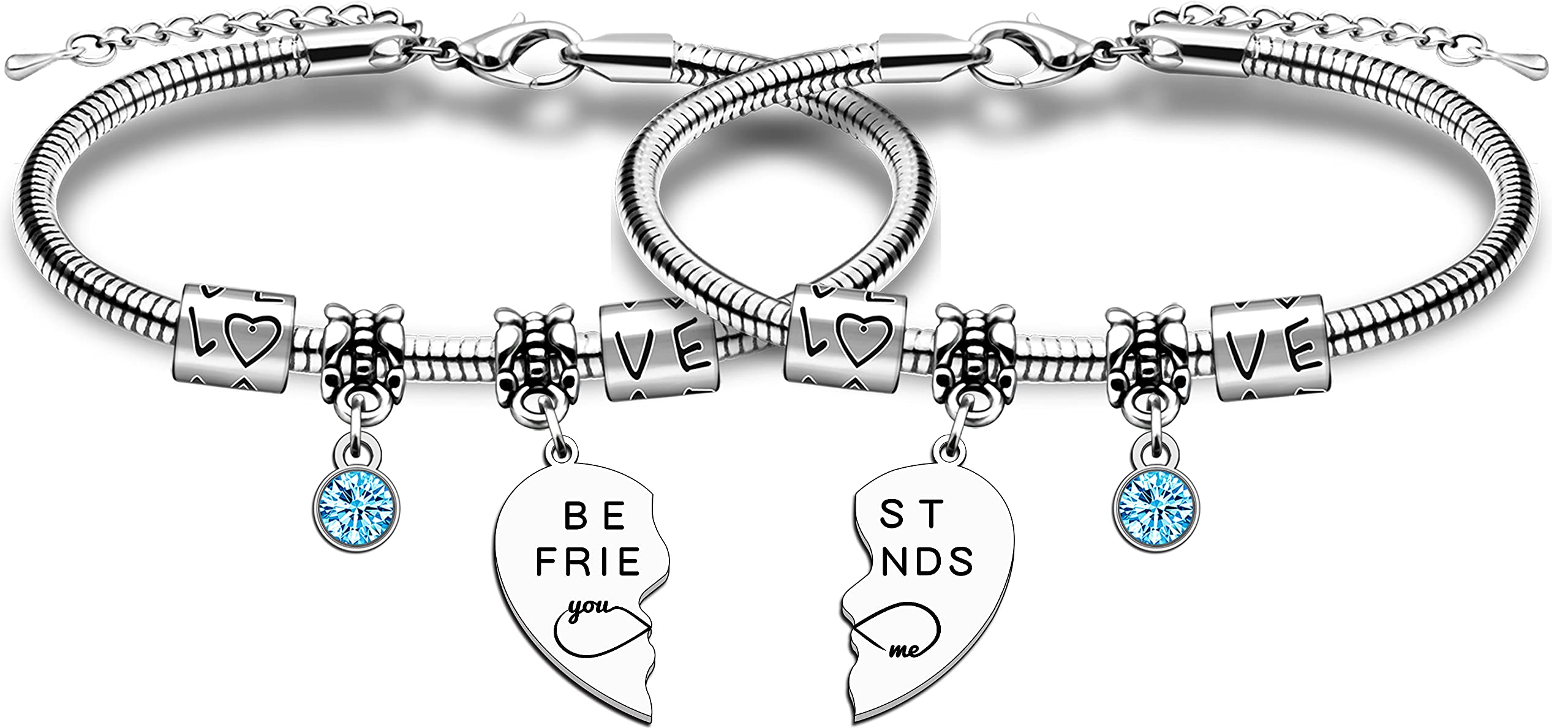 Best Friend Bracelet Set of 2 - Cute Matching BFF Jewelry Gifts for Women & Girls - Perfect Birthday, Graduation, Friendship Day Present - Wear for Special Occasions, Sister Bonding or Everyday Fashion
