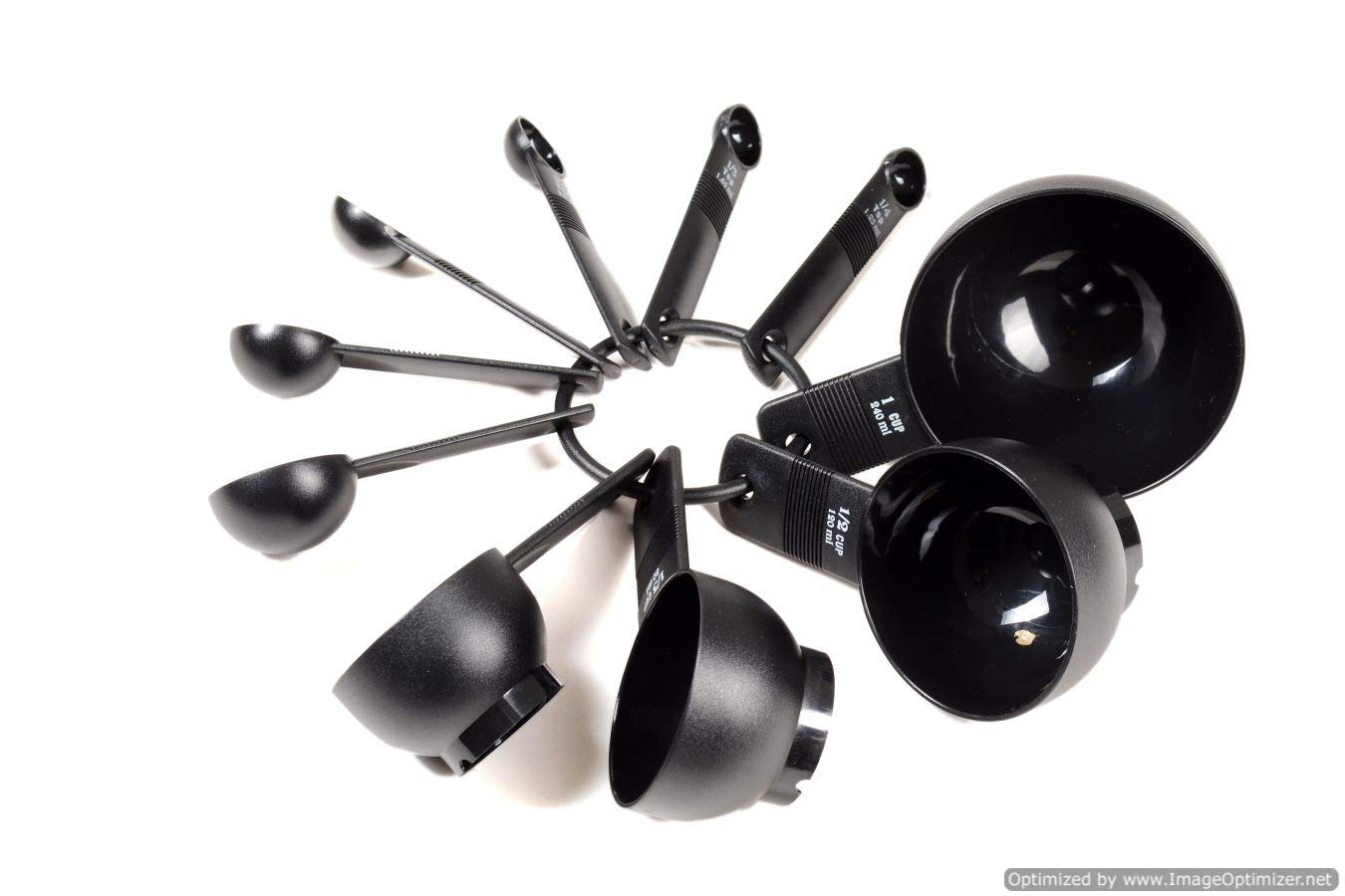 **Skywalk 10-Piece Black Plastic Measuring Cup and Spoon Set - Essential Baking & Cooking Tools for Kitchen, DIY, and Meal Prep**