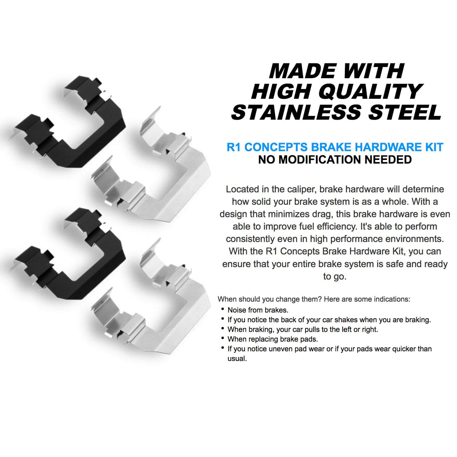 R1 Concepts Rear Brake Pads and Rotors Kit - Ceramic Brake Pads with Drilled & Slotted Rotors - Complete Hardware Included - Fits 1981 Nissan Maxima - Perfect for Daily Driving & Performance Upgrades