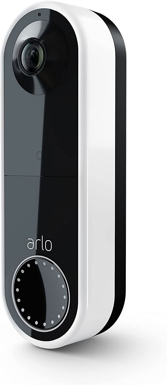 Arlo Essential Wire-Free Video Doorbell - HD Security Camera with 180° View, Night Vision, 2-Way Audio, WiFi Connected (No Hub Needed), Wireless/Wired Installation - White | Smart Home Security for Front Door Monitoring & Package Delivery Alerts