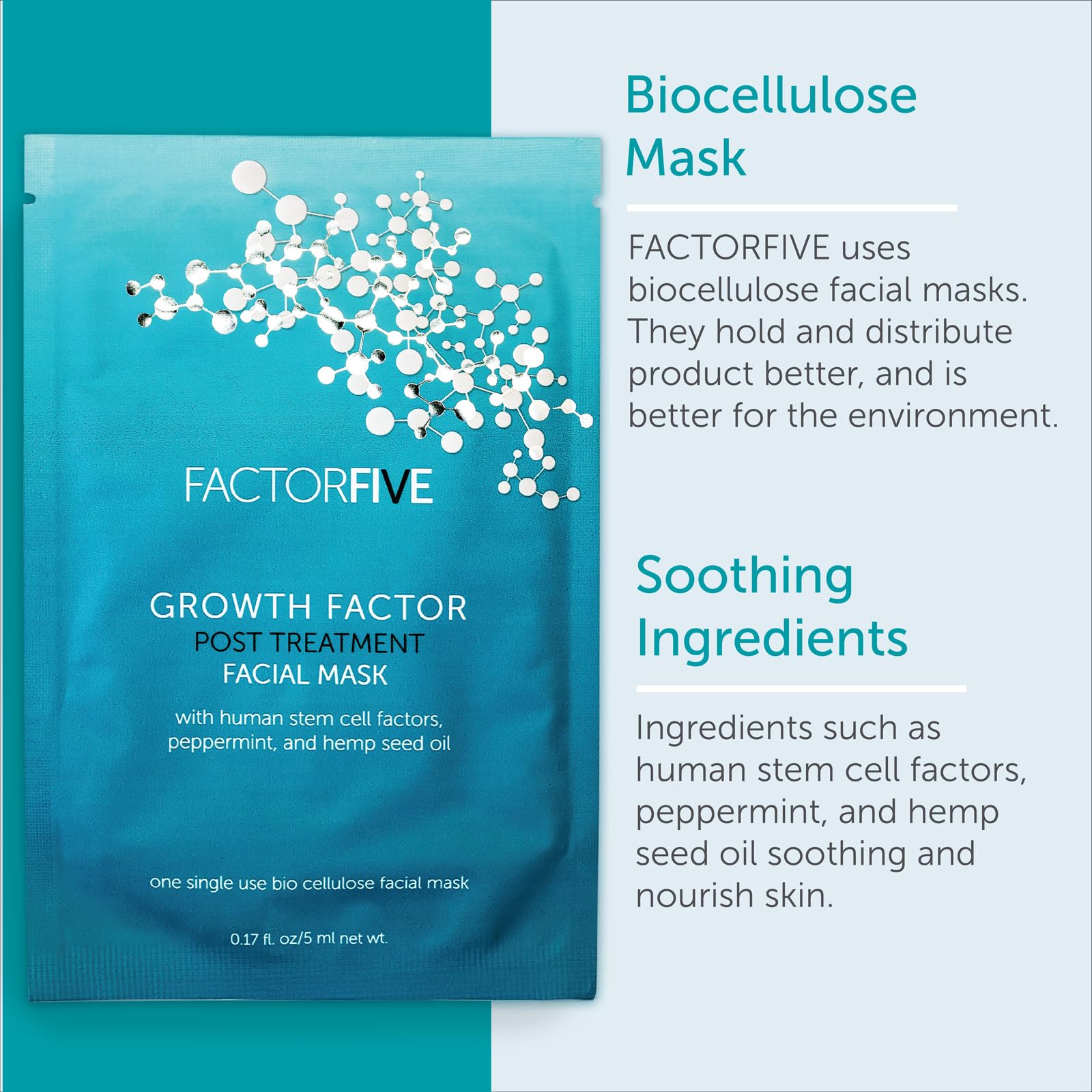 Stem Cell Growth Factor Facial Mask for Skin Recovery & Rejuvenation - Cruelty-Free, Paraben-Free, Sulfate-Free, Phthalate-Free - 8mL Single Use Sheet Mask for Anti-Aging & Wrinkle Reduction - Perfect for Post-Treatment Care & Nighttime Skincare Routine