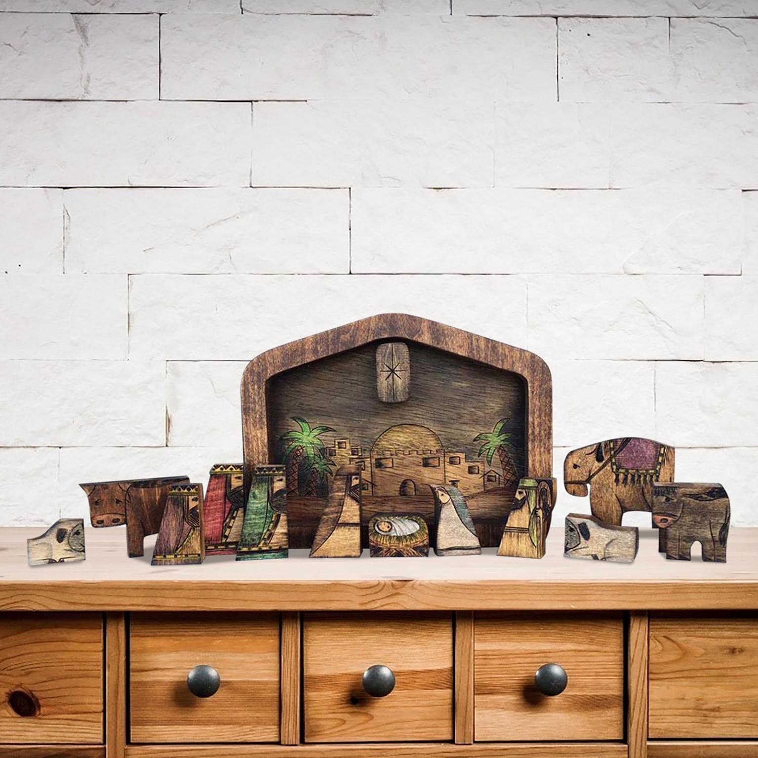 Handcrafted Wooden Jesus Puzzle Statue - Nativity Scene Jigsaw Puzzle with Wood-Burned Design - Religious Christmas Decor & Educational Family Game - Perfect for Holiday Gifts, Sunday School Activities & Home Nativity Displays