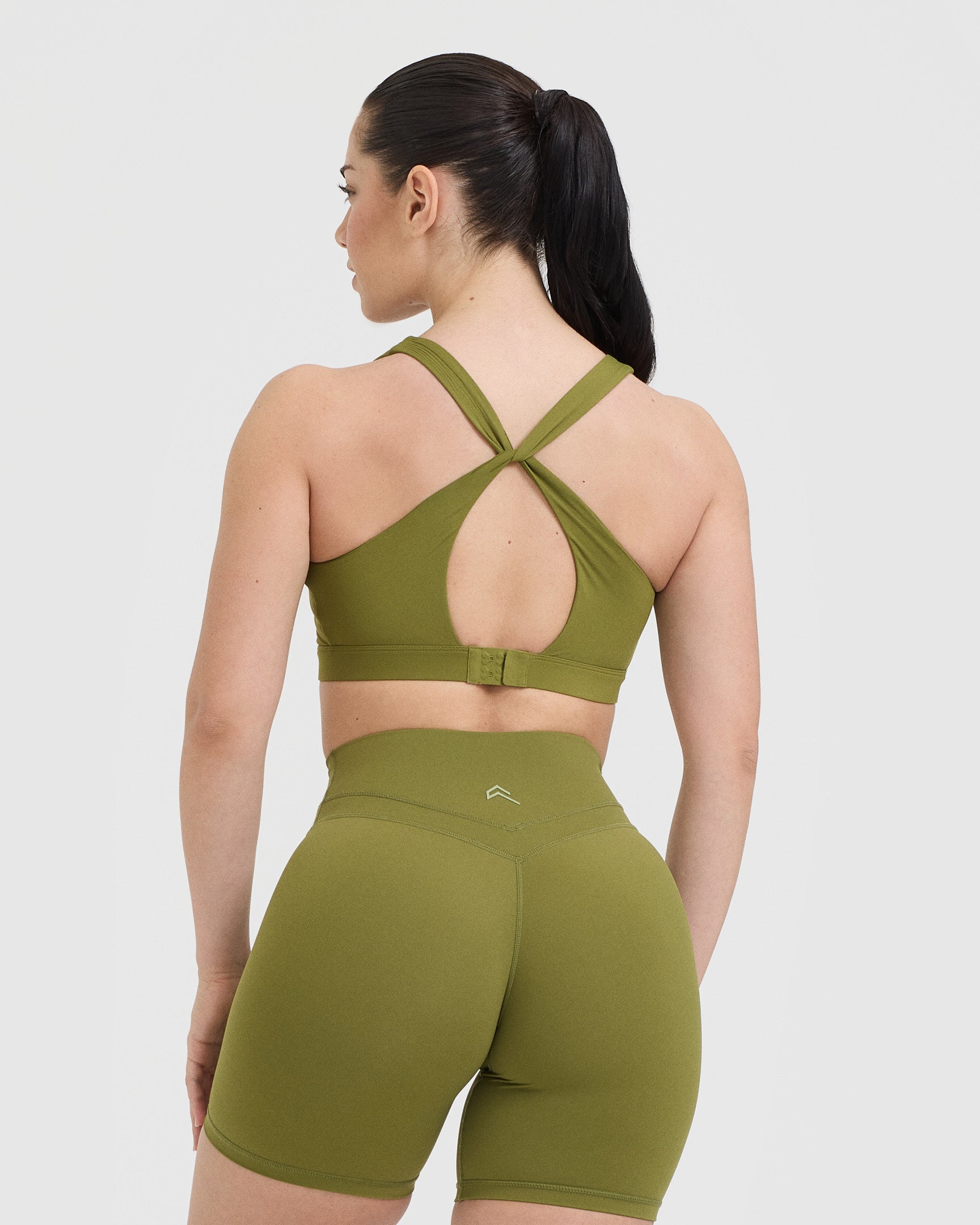 High Support Olive Green Sports Bra for Women - Seamless Workout Top for Running, Yoga & Gym - Moisture Wicking & Breathable Activewear