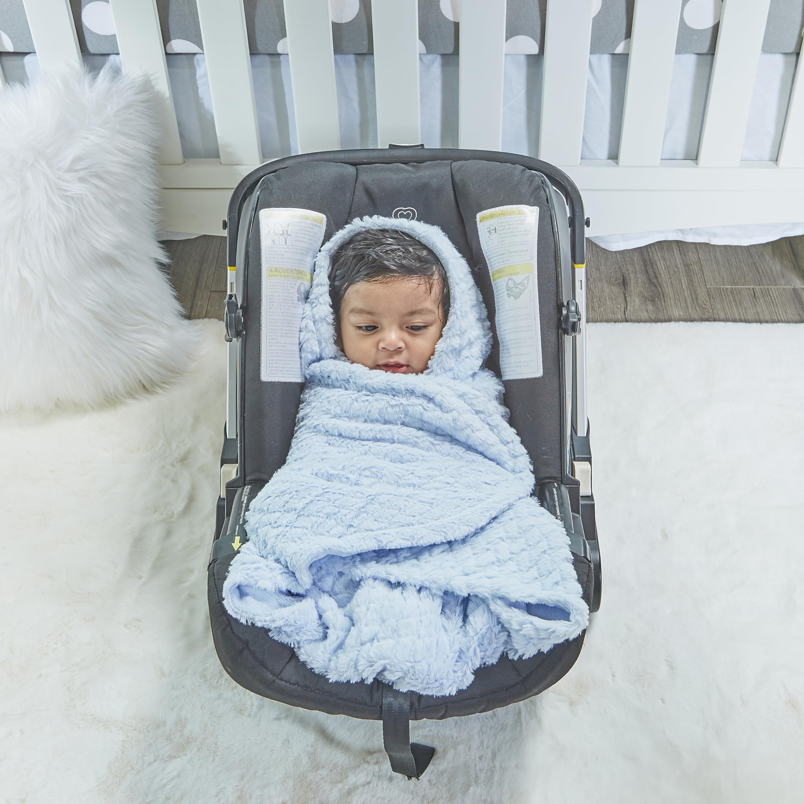 Pastel Blue Baby Car Seat Blanket - Soft Swaddle Wrap for Newborns & Toddlers | Boys & Girls | Interior Car Seat Cover to Keep Clean | Perfect for Travel, Stroller & Nursery Use