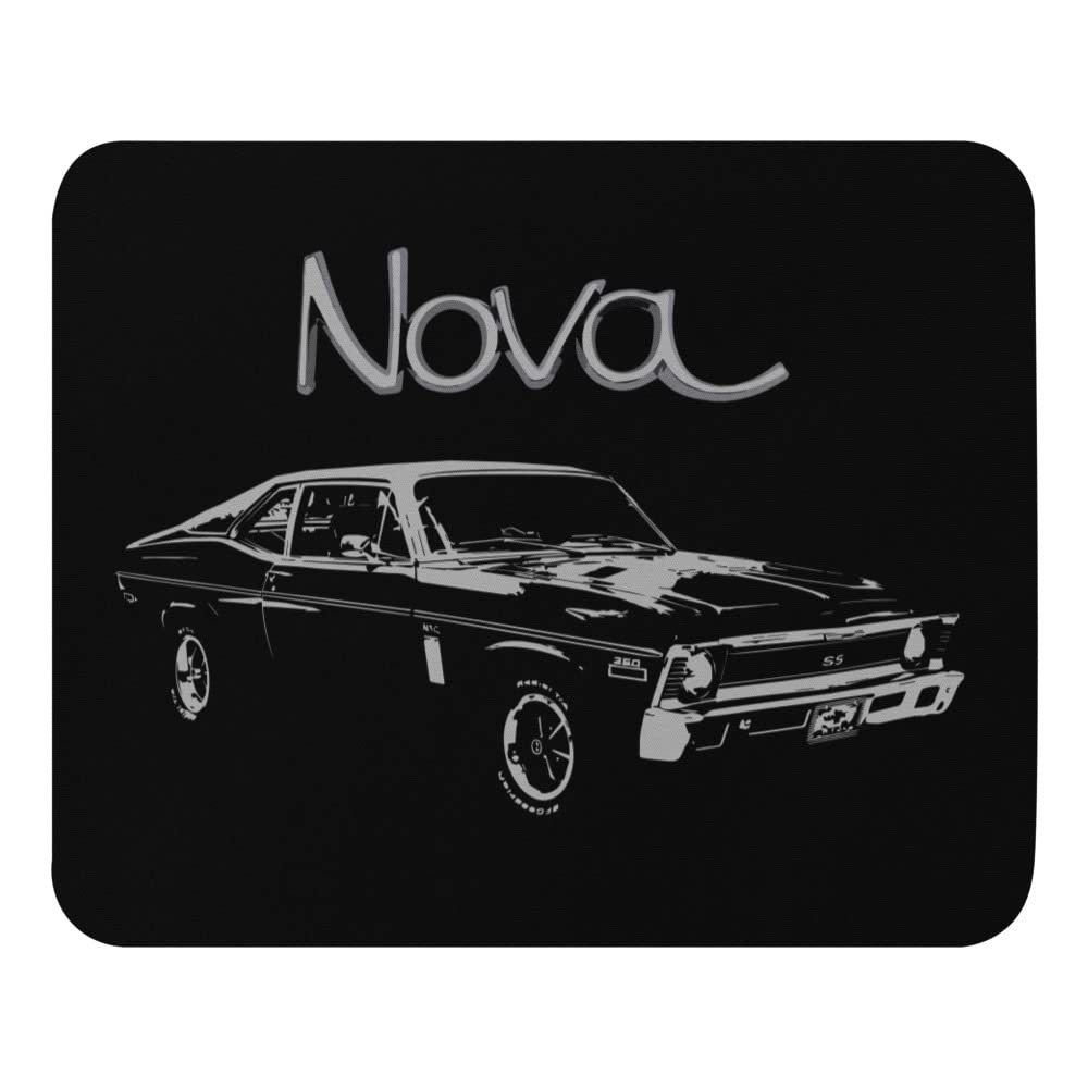 Vintage 1969 Chevy Nova SS 350 Classic Car Mouse Pad - Non-Slip Rubber Base Gaming & Office Desk Accessory for Computer Lovers & Car Enthusiasts