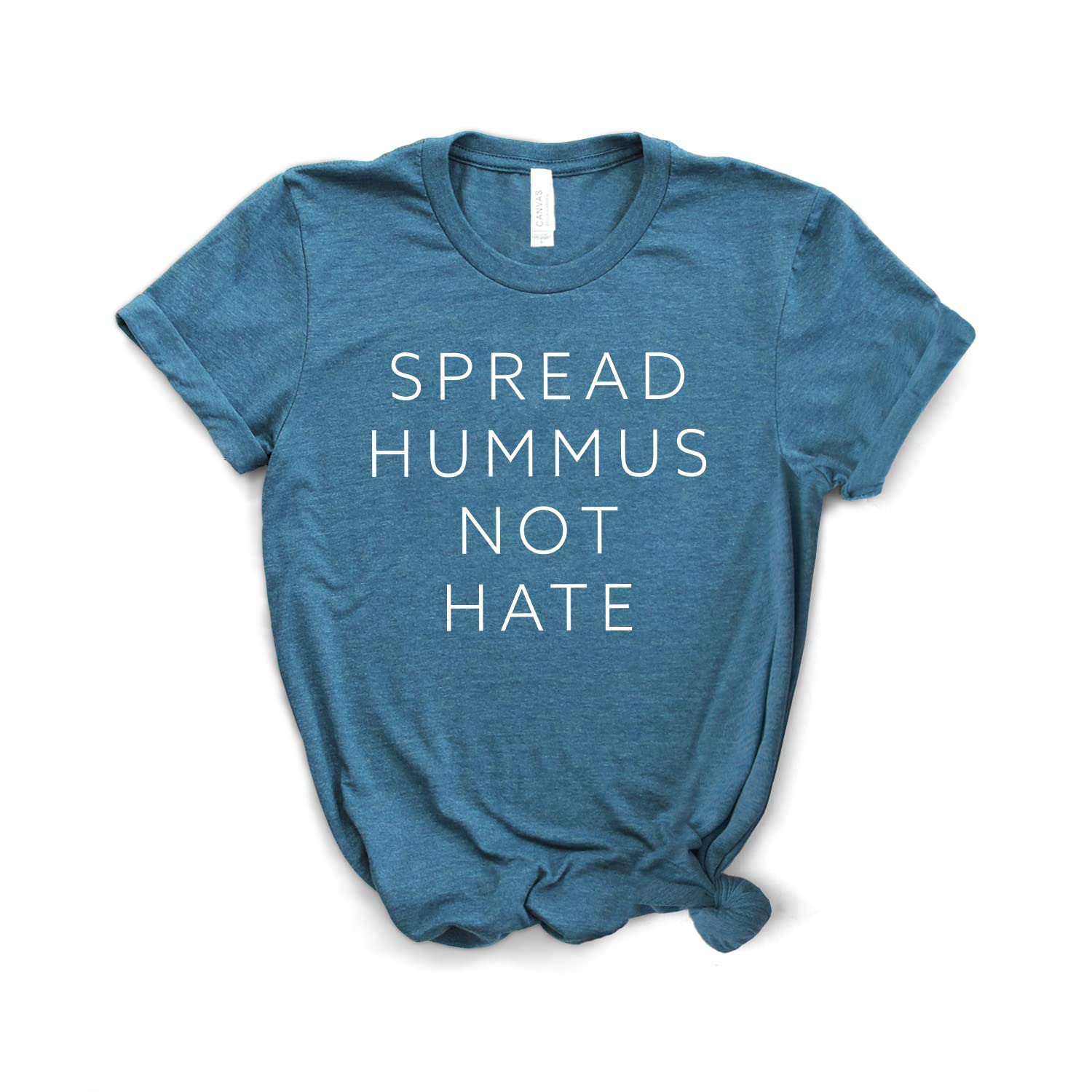 Spread Hummus Not Hate Vegan T-Shirt - Soft Unisex Cotton Tee for Vegetarians & Plant-Based Lifestyle - Perfect Gift for Hummus Lovers, Casual Wear & Vegan Events