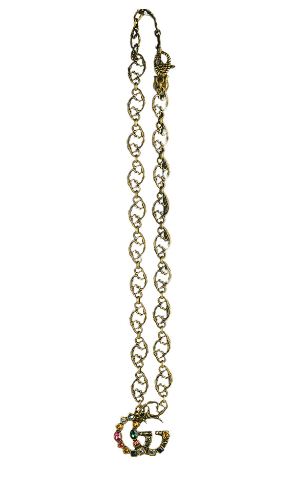 Gucci GG Logo Crystal Necklace for Women - Elegant Fashion Jewelry for Parties, Weddings & Special Occasions