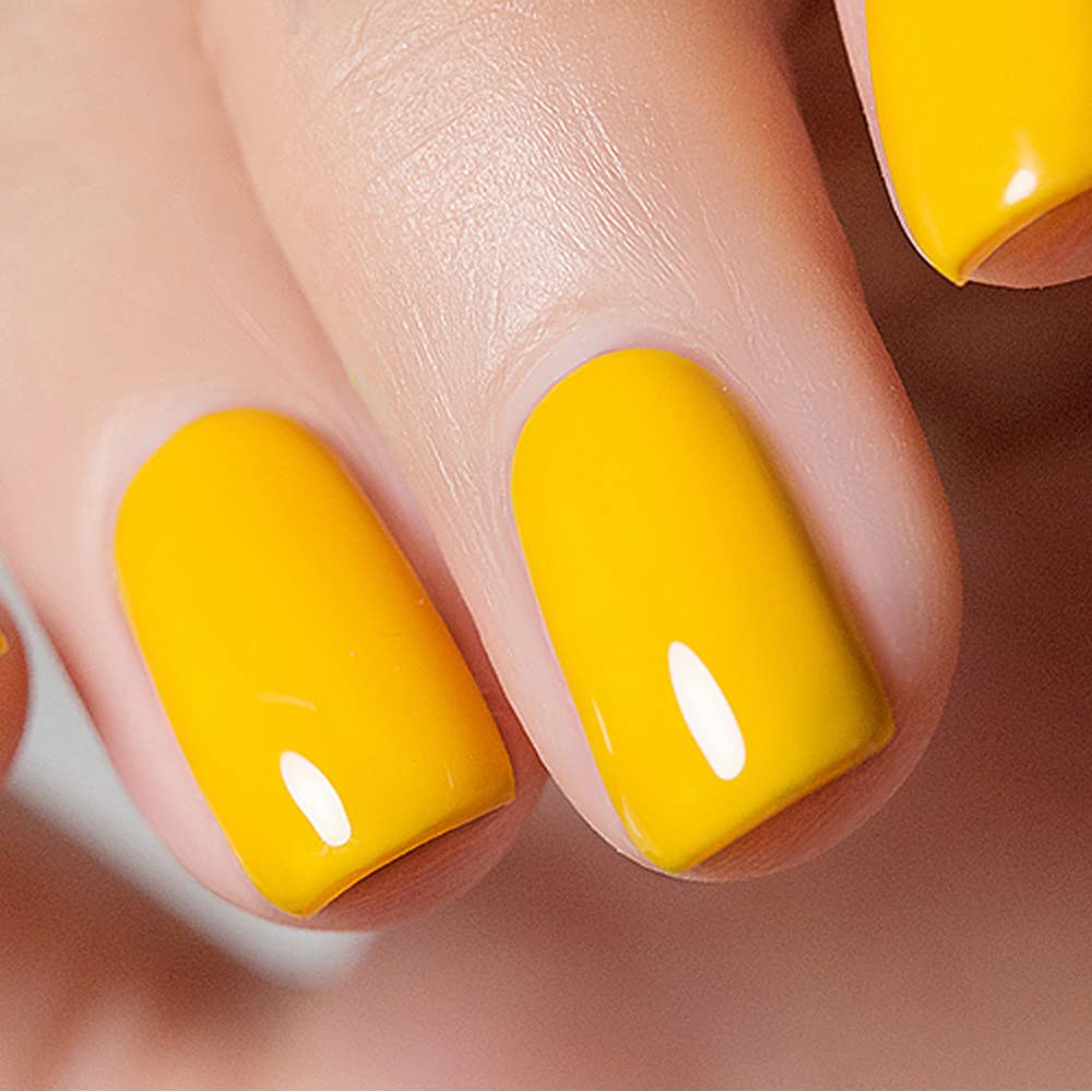 Vishine 15ml Gel Nail Polish - Bright Yellow Soak Off UV LED Long Lasting Nail Gel for Home DIY & Salon Use | Perfect for Summer Nails, Party Manicures & Professional Nail Art Designs