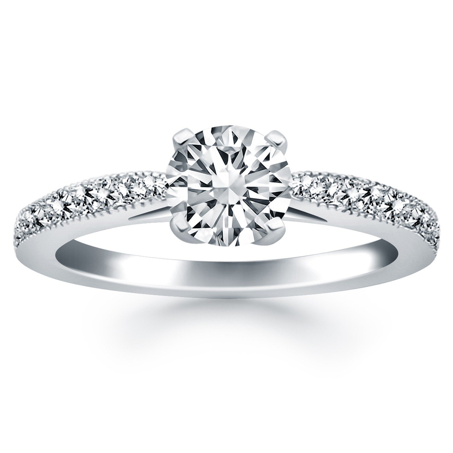 14K White Gold Diamond Pave Cathedral Engagement Ring for Women - Elegant Wedding Band, Bridal Jewelry Gift for Her - Perfect for Proposals, Anniversaries & Special Occasions