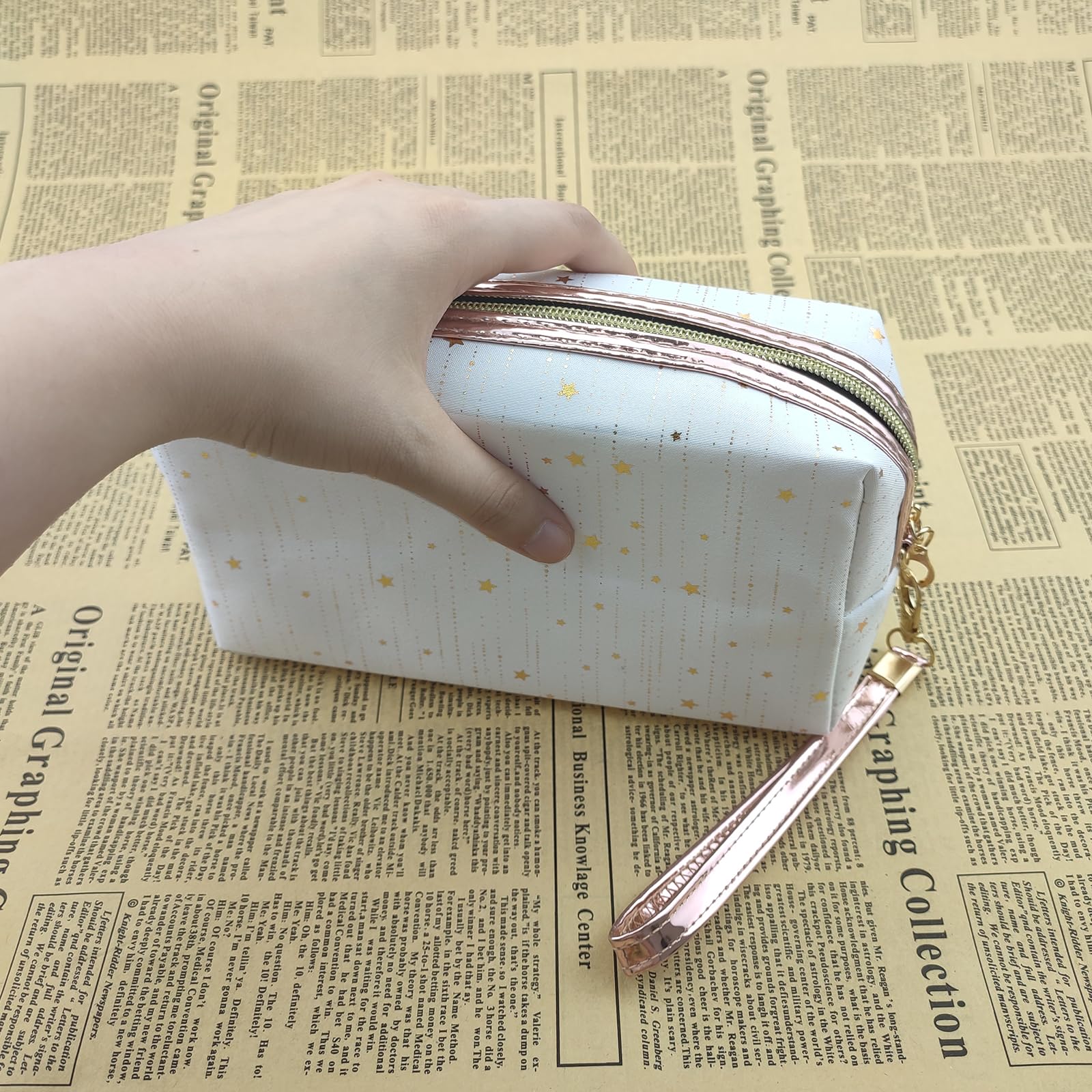 2 Pack Star Print Makeup Bags with Handle - Waterproof & Moisture-proof Travel Toiletry Organizer - Zippered Cosmetic Pouch for Women - Perfect for Travel, Gym, and Daily Beauty Essentials Storage