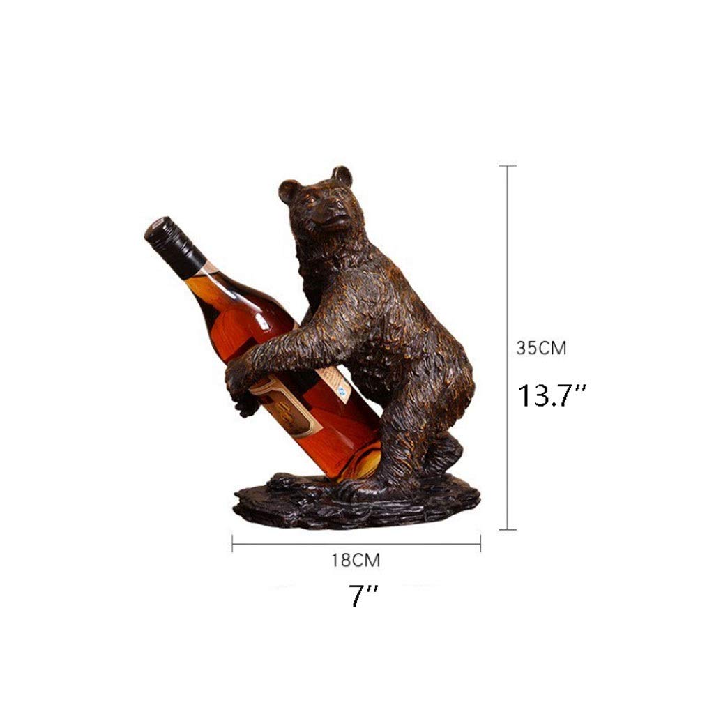 Rustic Bear Wine Bottle Holder - Animal Sculpture Wine Rack for Countertop, Decorative Wine Stand & Unique Gift Idea | Perfect for Home Bar, Kitchen Decor, and Wine Lover Gifts